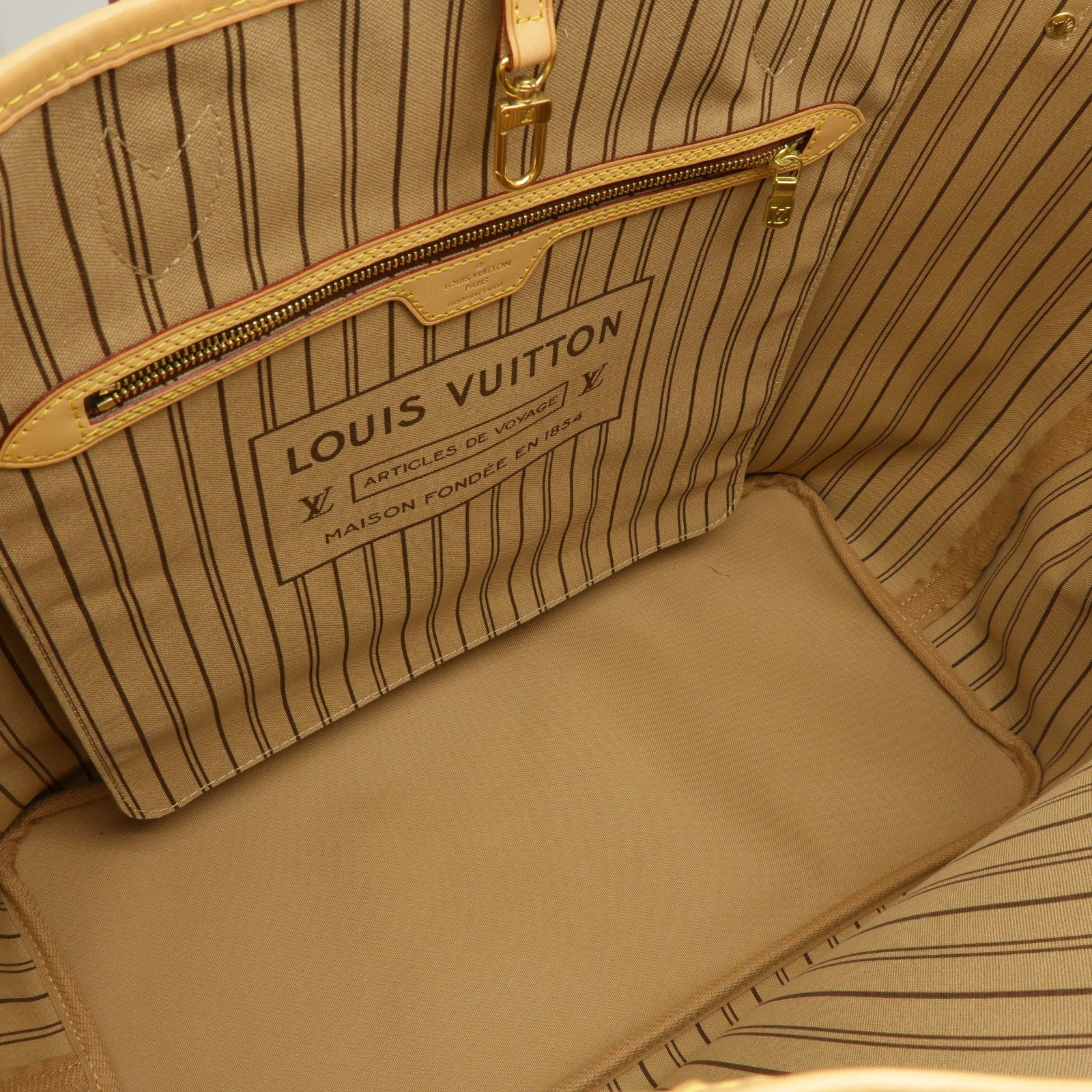 LOUIS VUITTON Monogram Neverfull GM金扣手挽袋啡色