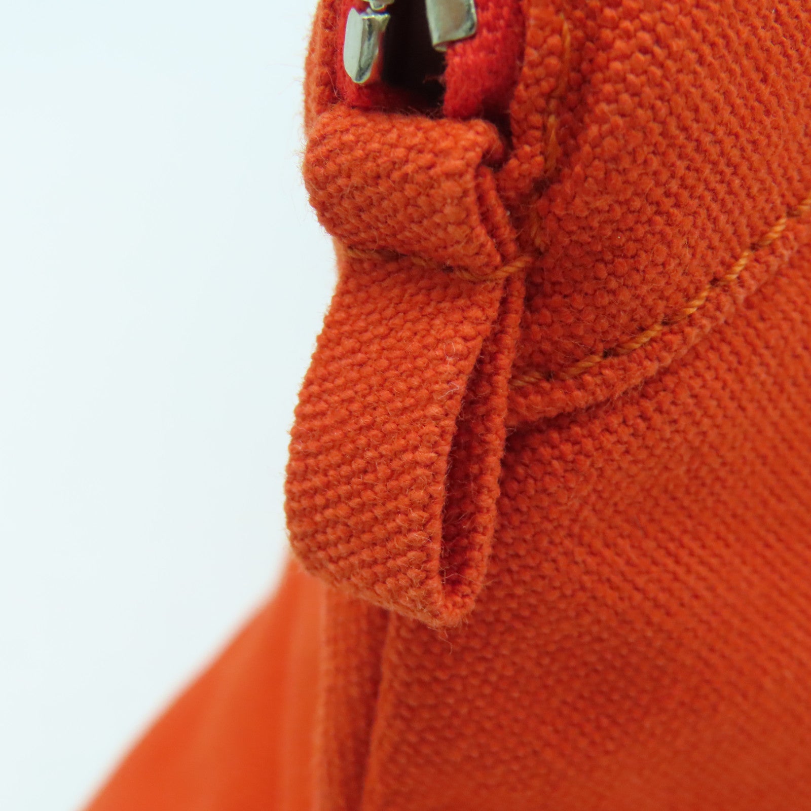 HERMES 帆布Bolide Travel Case銀扣手拿包橙色