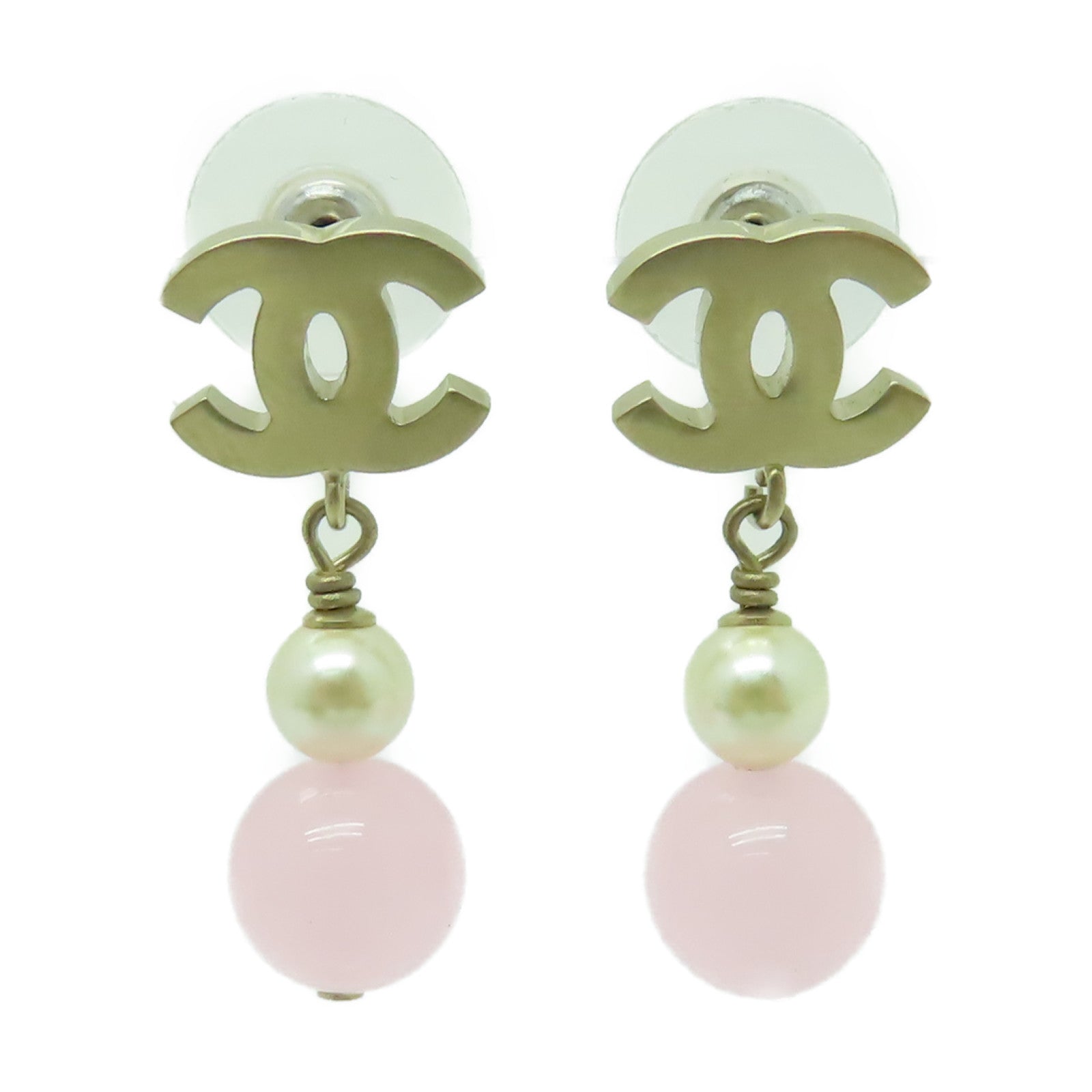 CHANEL PVC/金屬Earrings耳環白色/金色/粉紅色