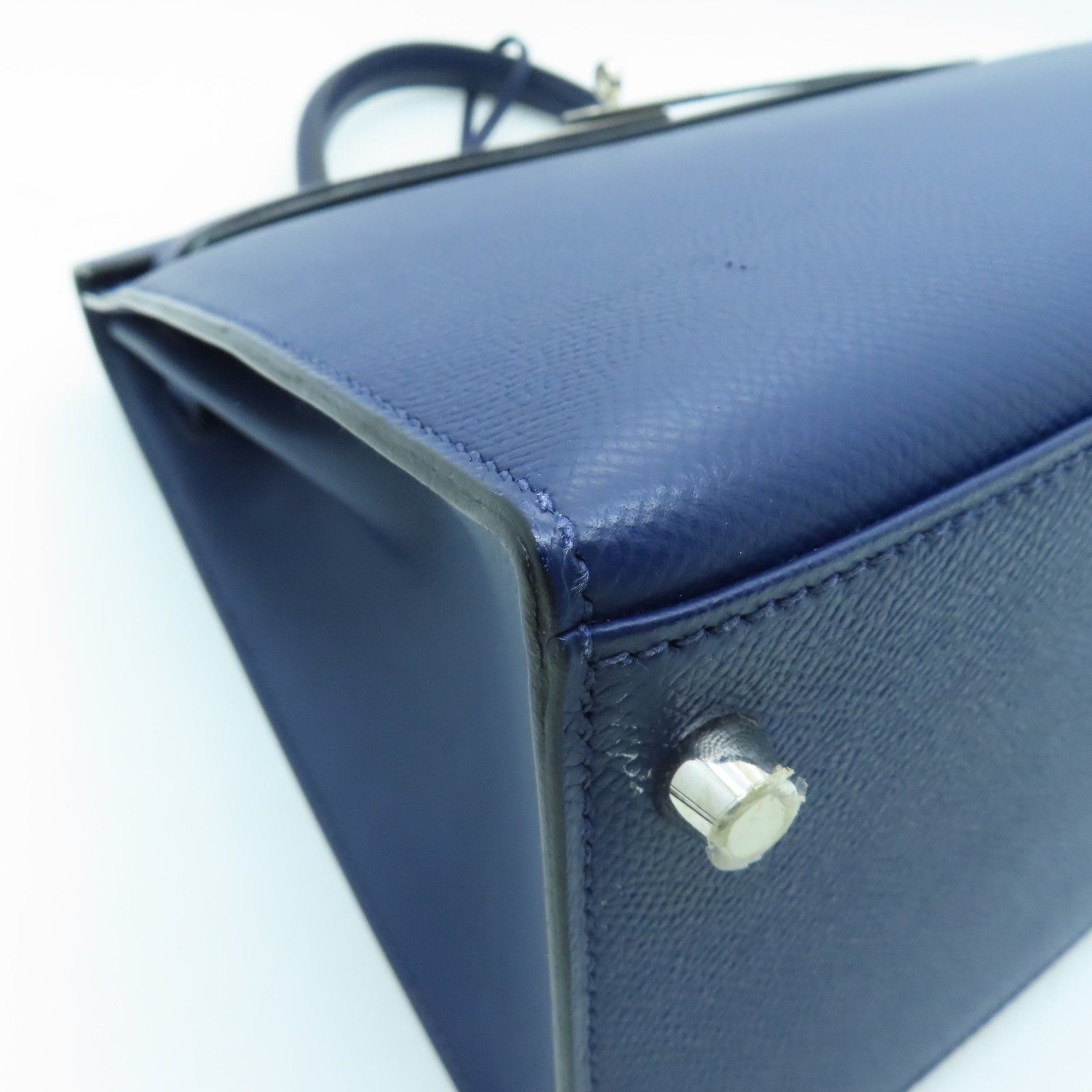 HERMES Veau Epsom皮革Kelly 35银扣手挽肩背两用袋蓝宝石
