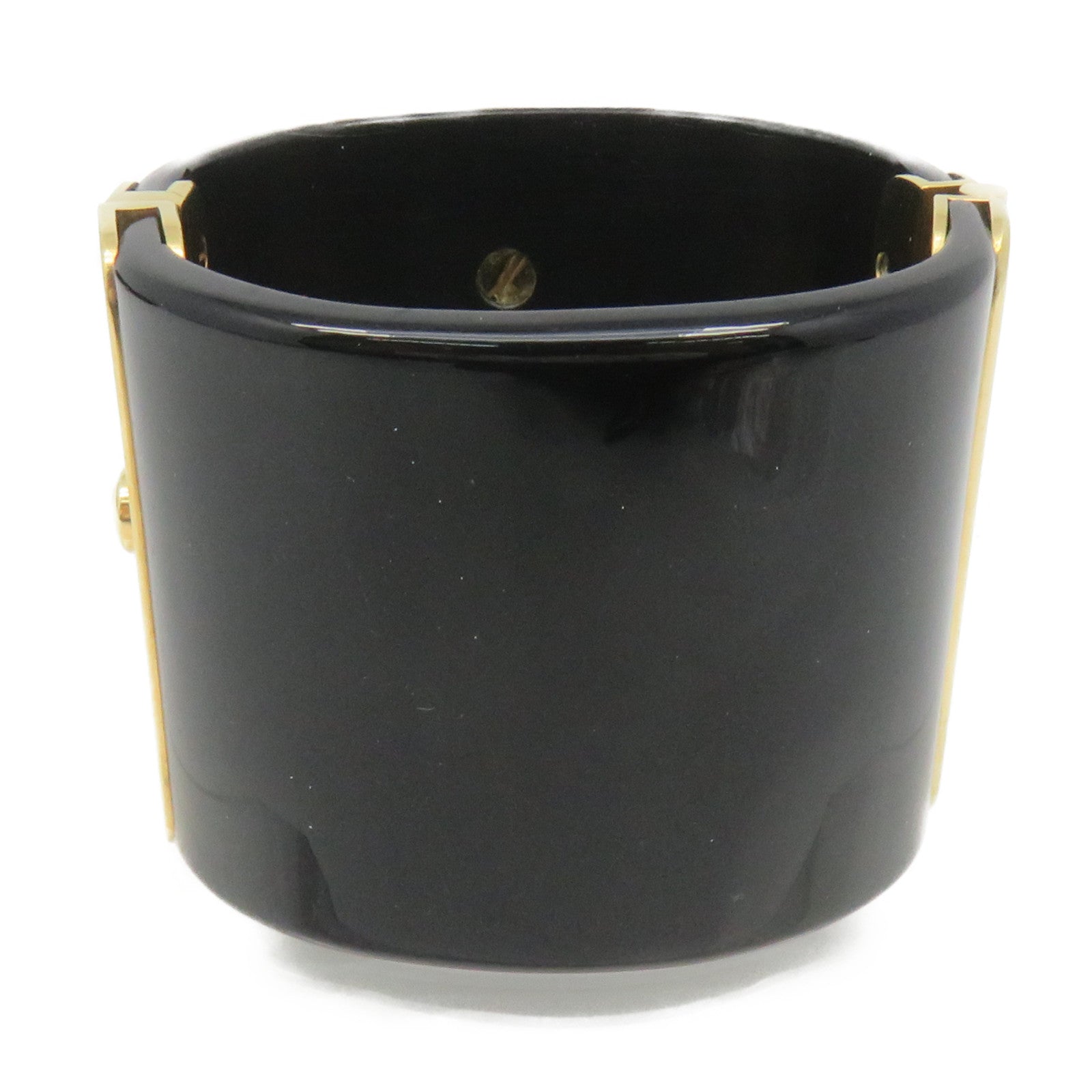 CHANEL Metal/PVC Banlge Bracelet Black/Gold
