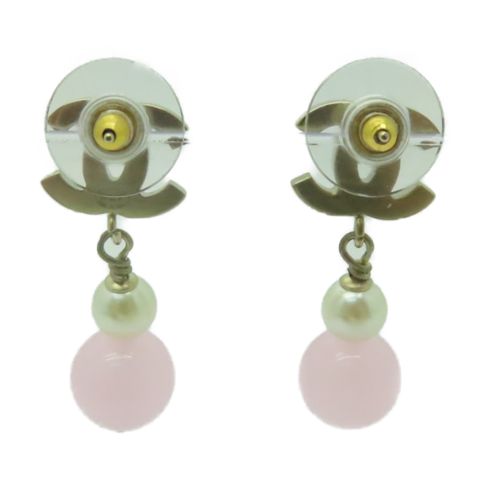 CHANEL PVC/金屬Earrings耳環白色/金色/粉紅色