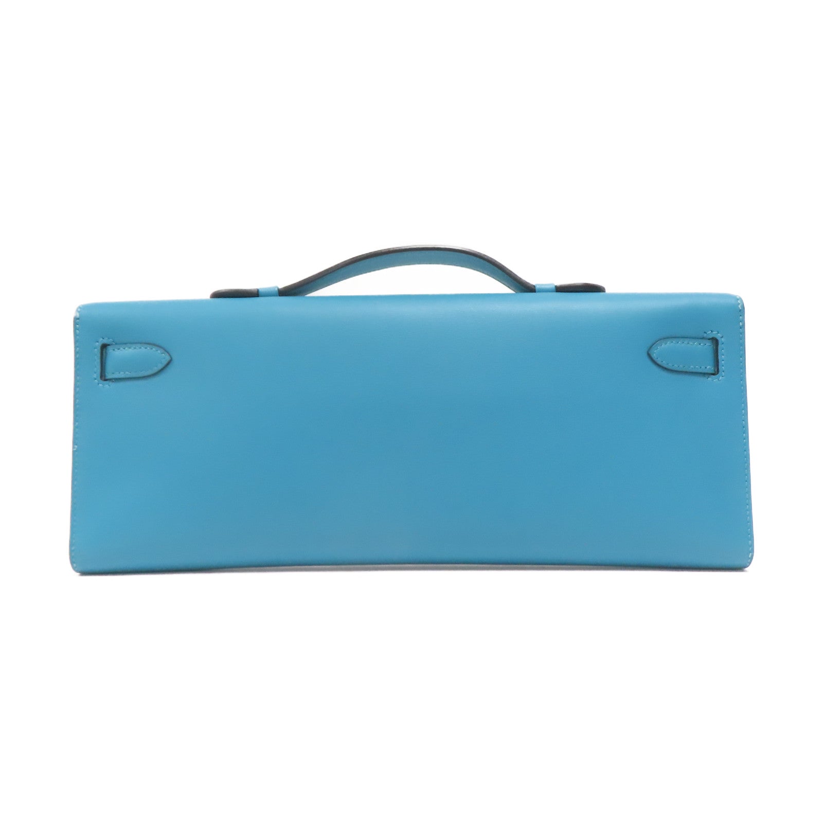 HERMES Swift皮革Kelly Cut金扣手挽袋Blue Paon藍色