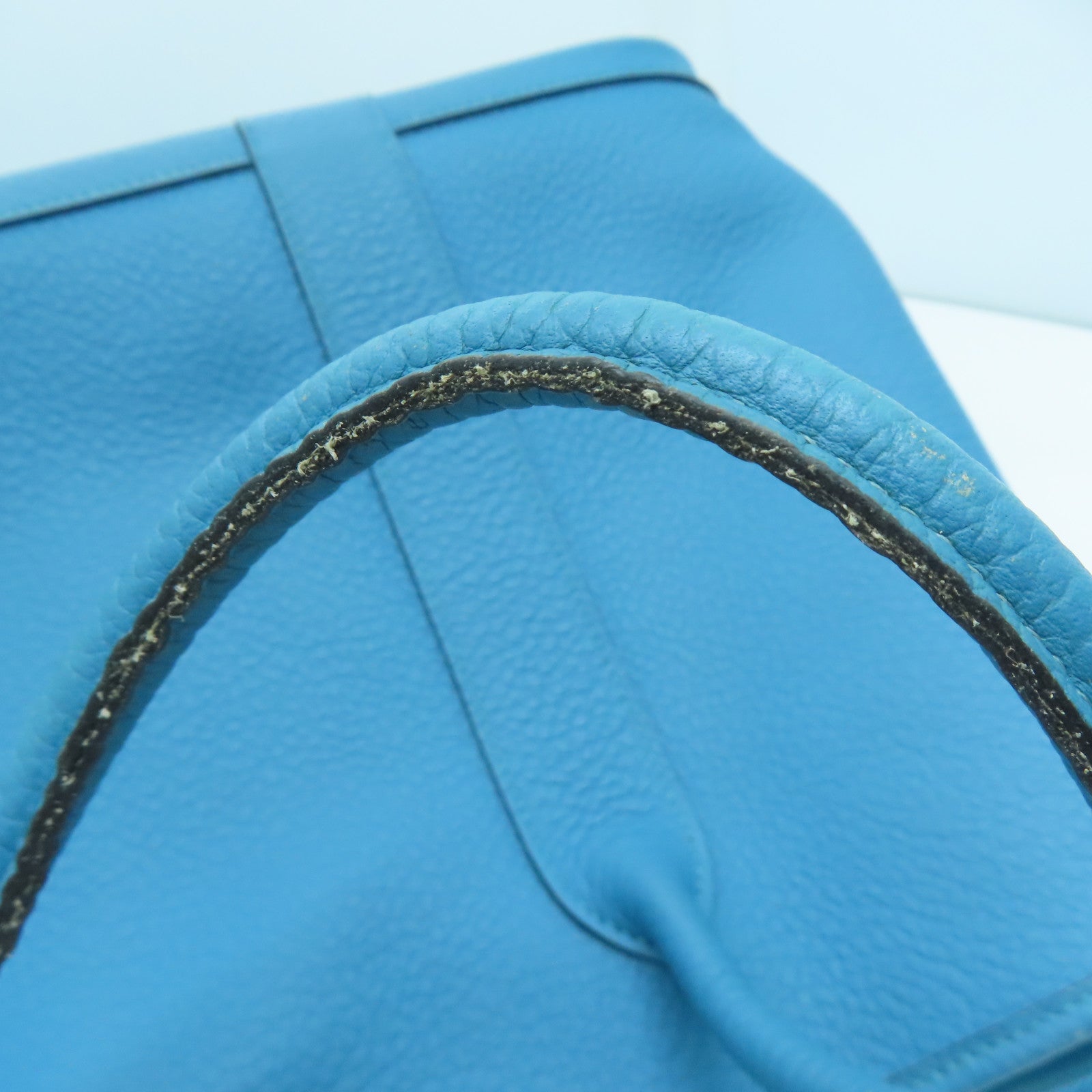 HERMES 【激減優惠】Negonda皮革GardenParty PM金色手挽袋藍色