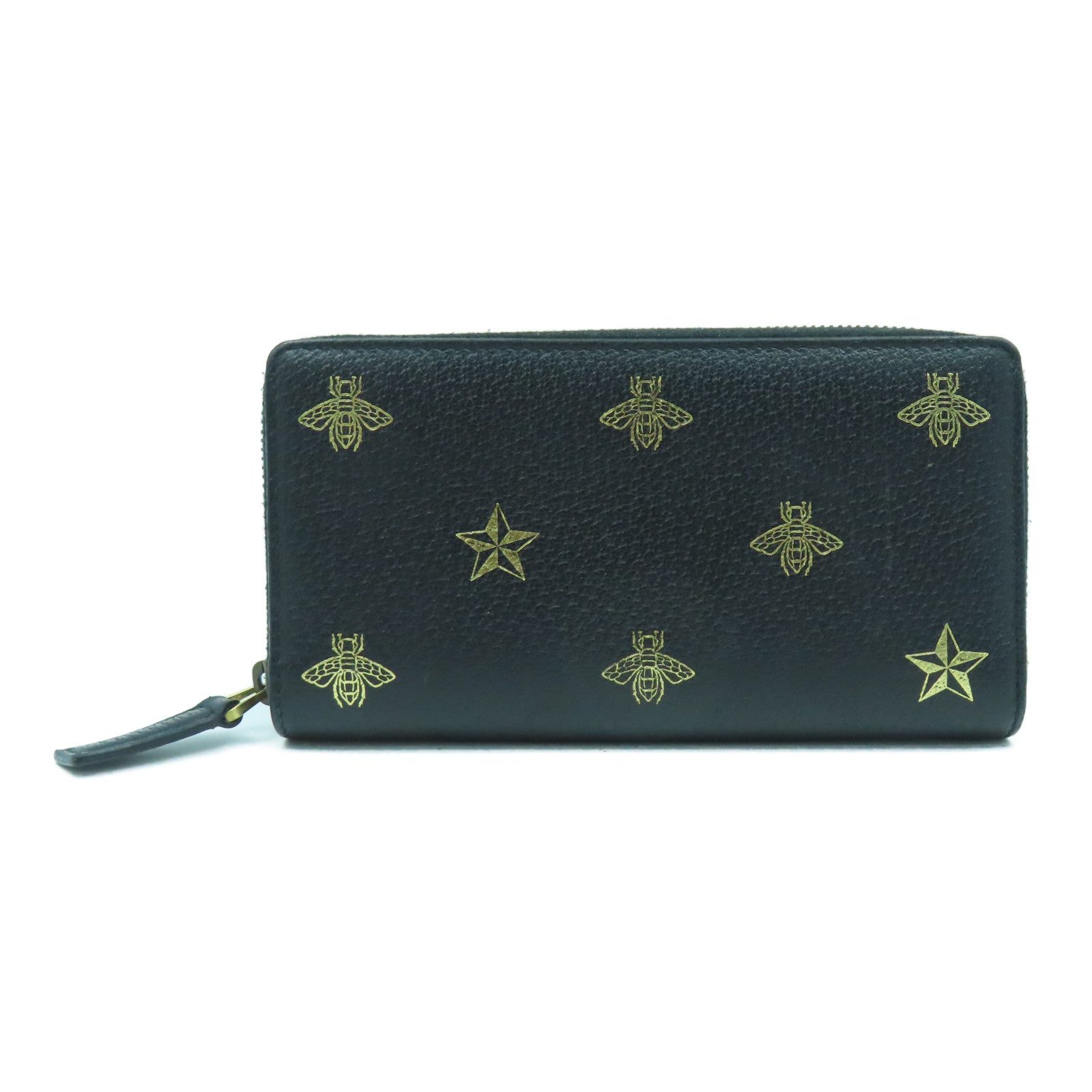 GUCCI 牛皮皮革Long Wallet金扣長錢包黑色