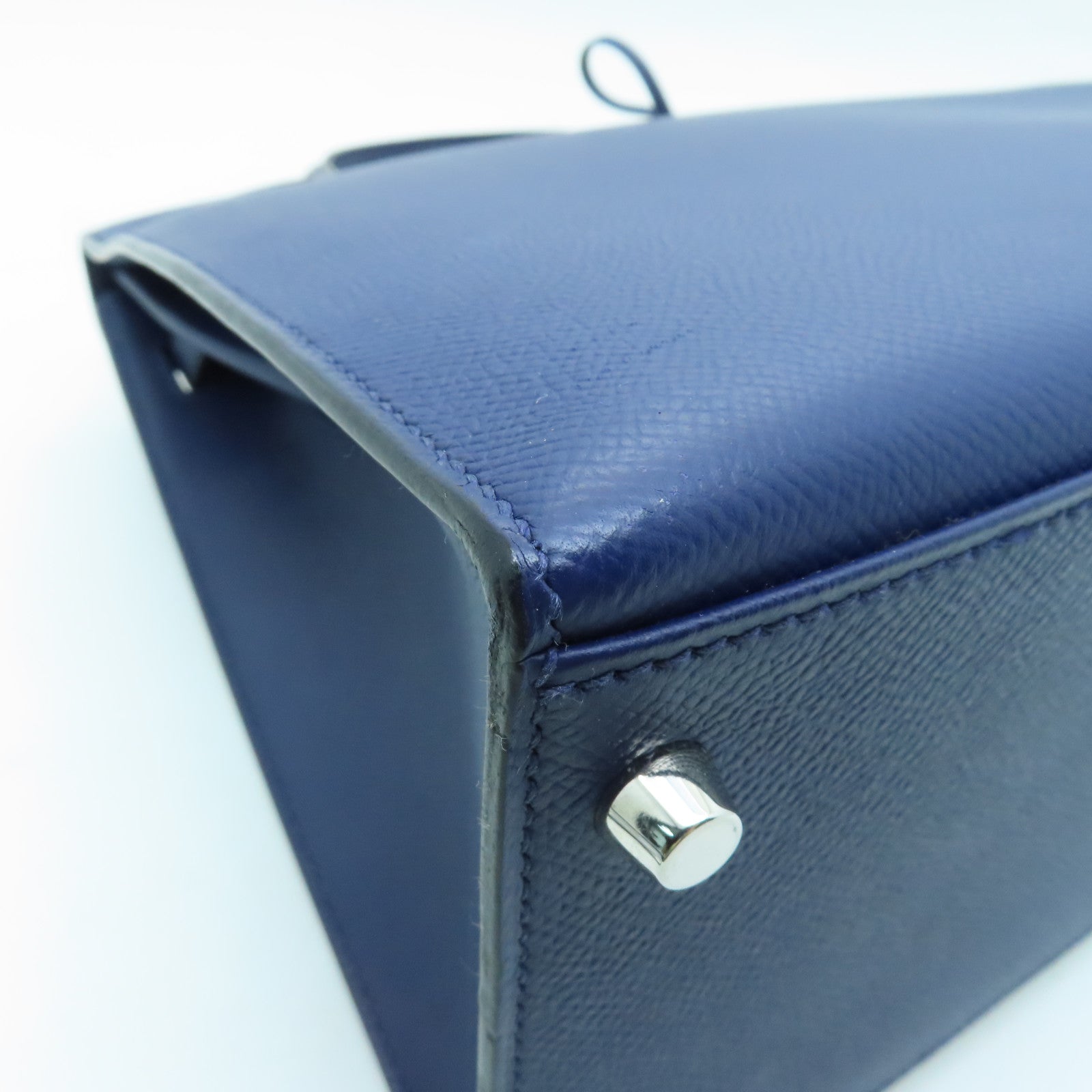 HERMES Veau Epsom皮革Kelly 35银扣手挽肩背两用袋蓝宝石