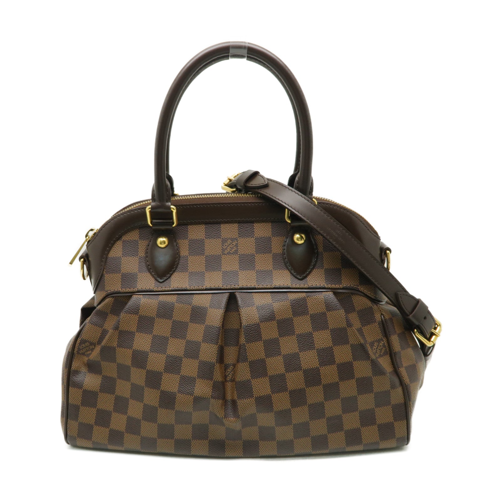 LOUIS VUITTON Damier Trevi PM金扣手挽肩背兩用袋啡色