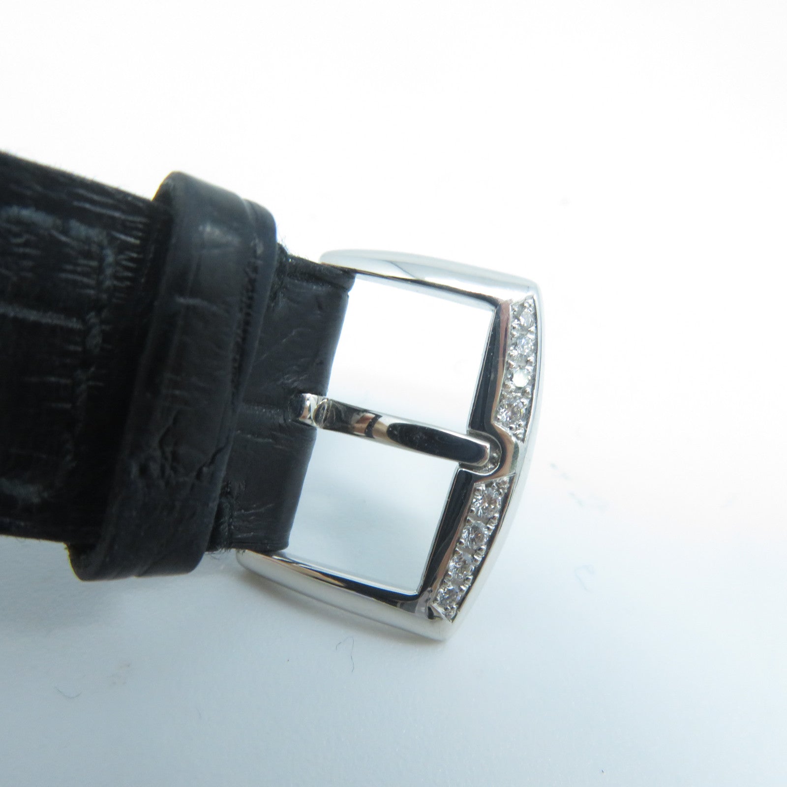 FRANCK MULLER Long Island 18K白金/皮革石英機芯手錶黑色/白色