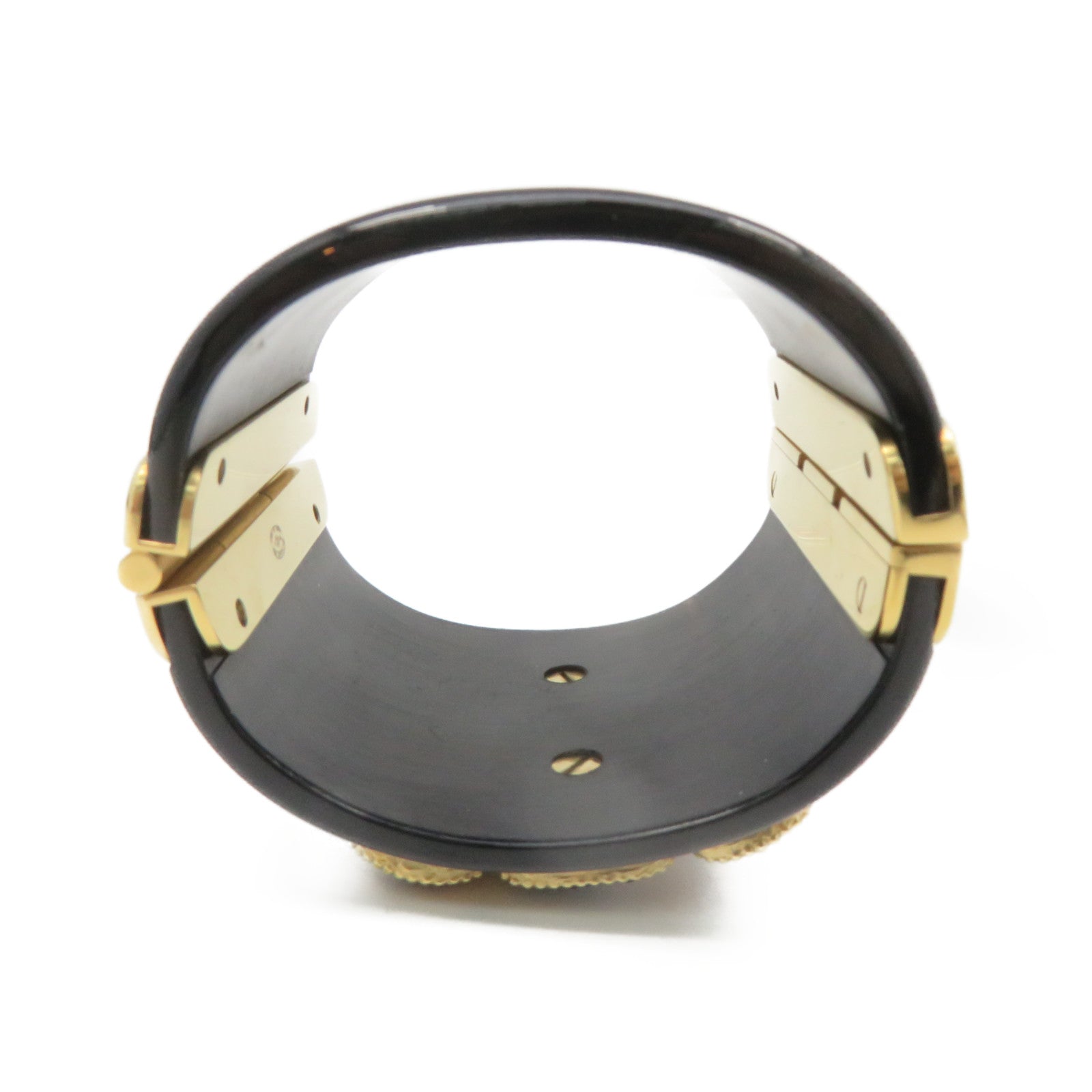 CHANEL Metal/PVC Banlge Bracelet Black/Gold