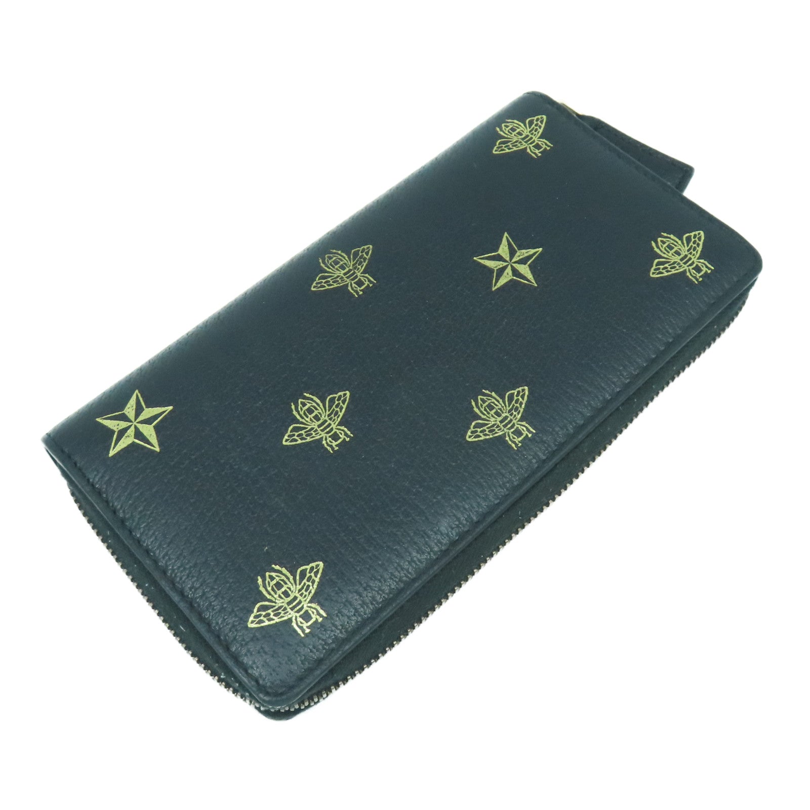 GUCCI 牛皮皮革Long Wallet金扣長錢包黑色