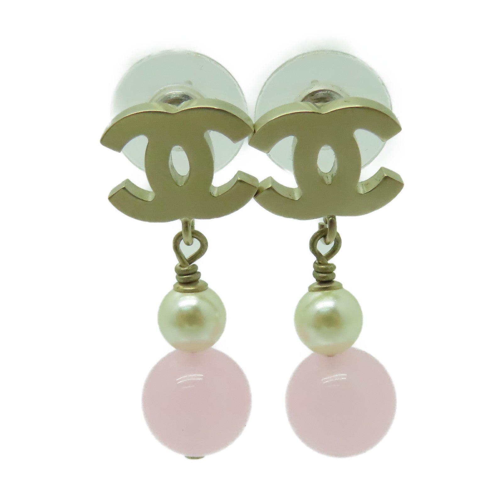 CHANEL PVC/金屬Earrings耳環白色/金色/粉紅色