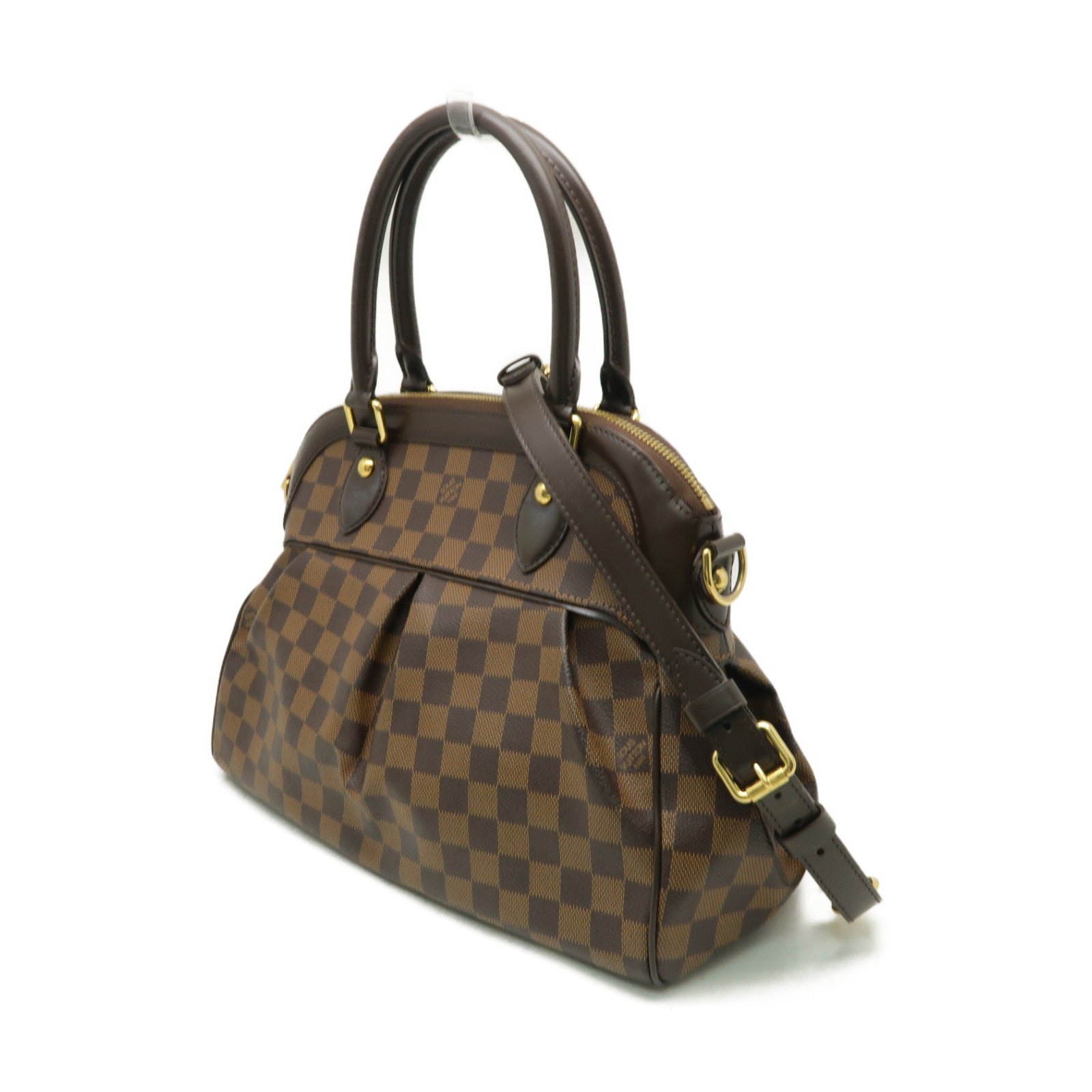 LOUIS VUITTON Damier Trevi PM金扣手挽肩背兩用袋啡色