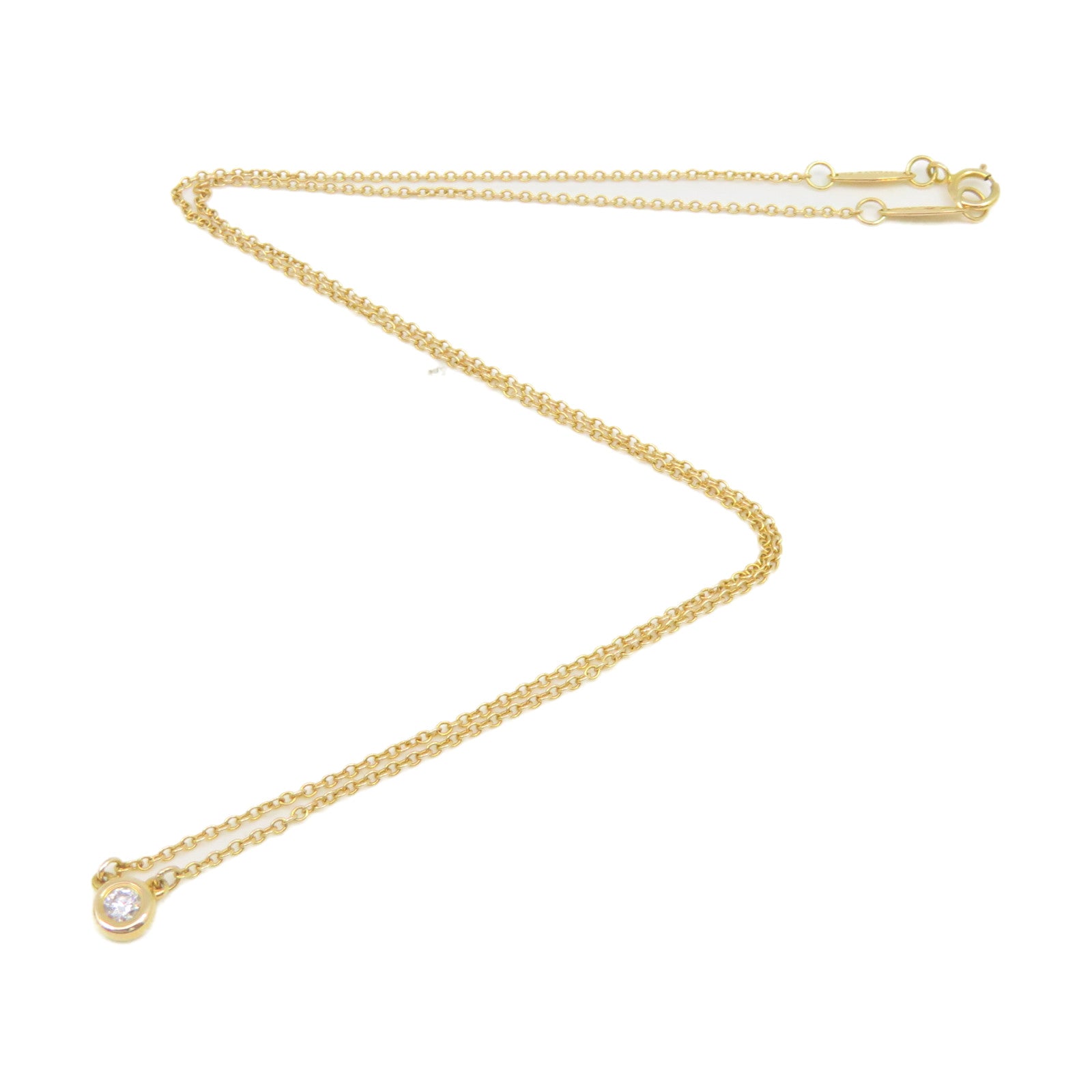TIFFANY&amp;CO 18K Rose Gold/Diamond By the Yard Necklace