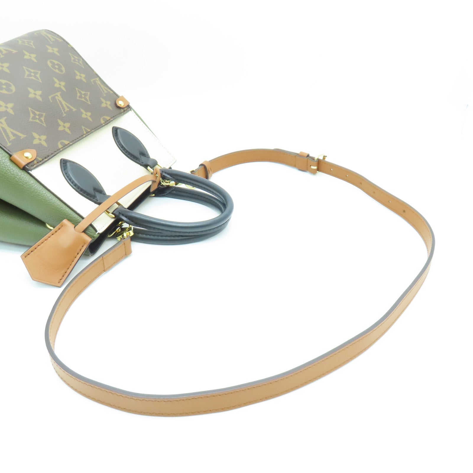 LOUIS VUITTON Monogram Fold Tote Bag金扣手挽肩背兩用袋啡色/卡其色/白色