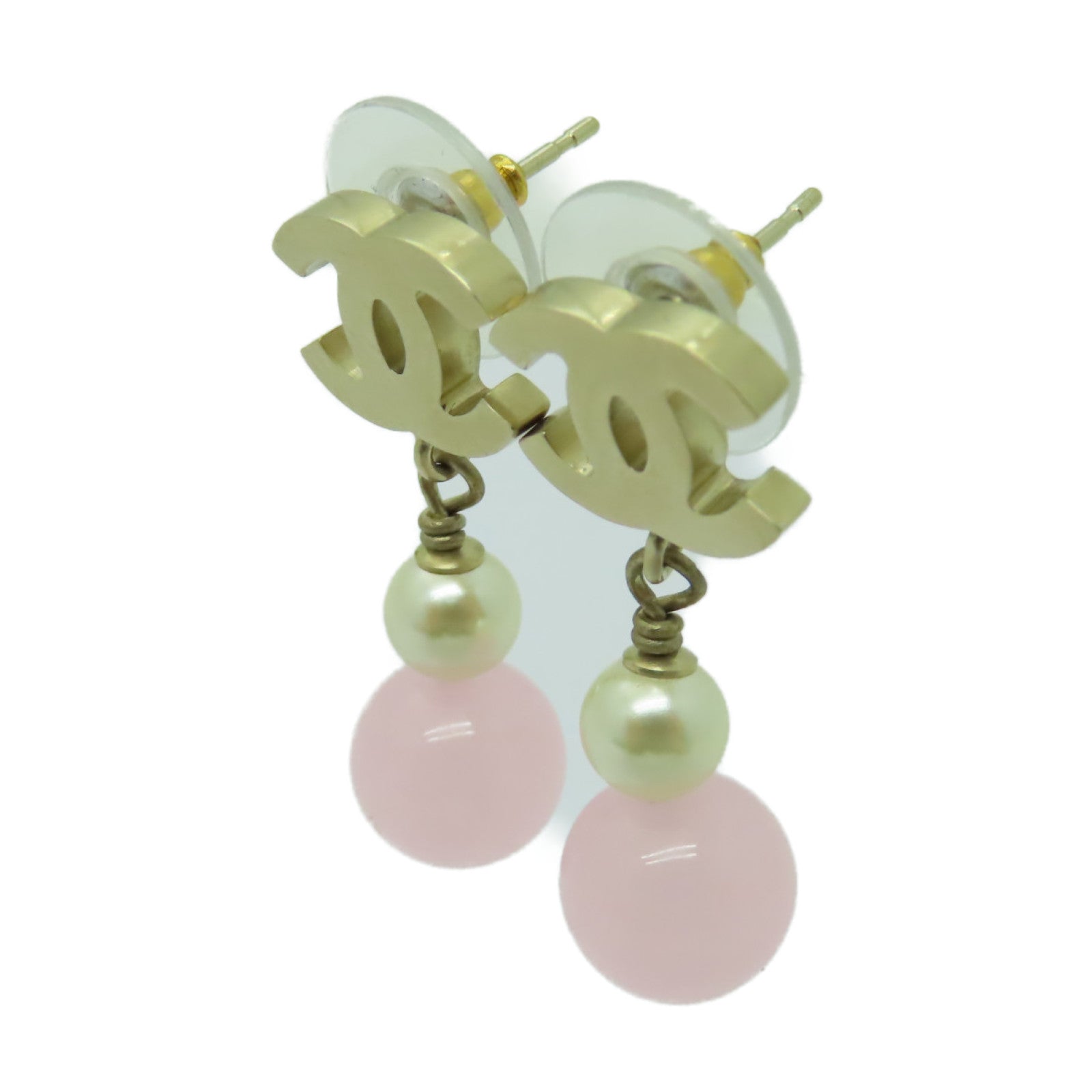 CHANEL PVC/金屬Earrings耳環白色/金色/粉紅色