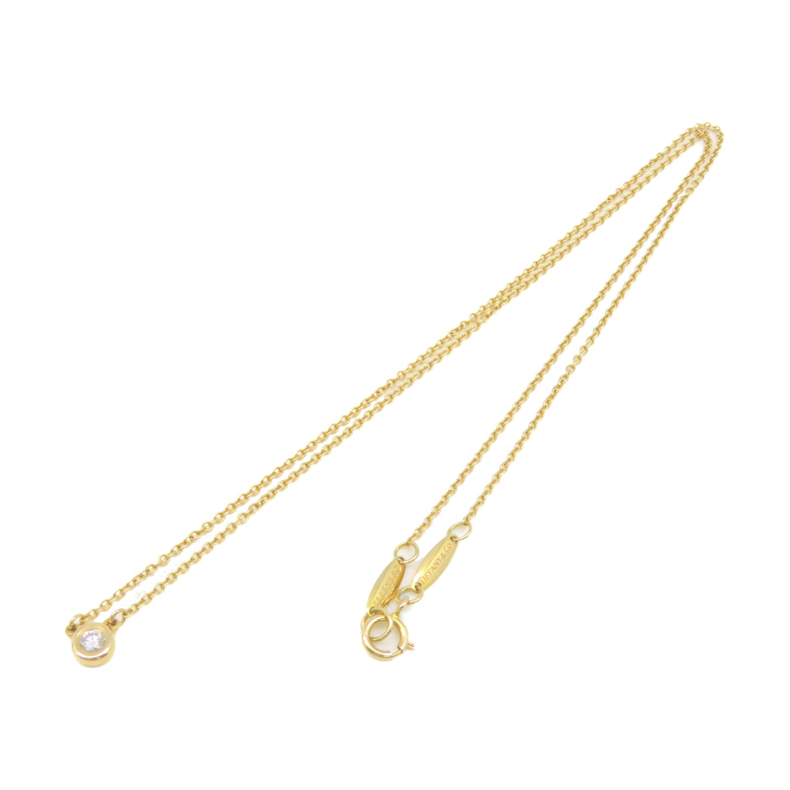 TIFFANY&amp;CO 18K Rose Gold/Diamond By the Yard Necklace