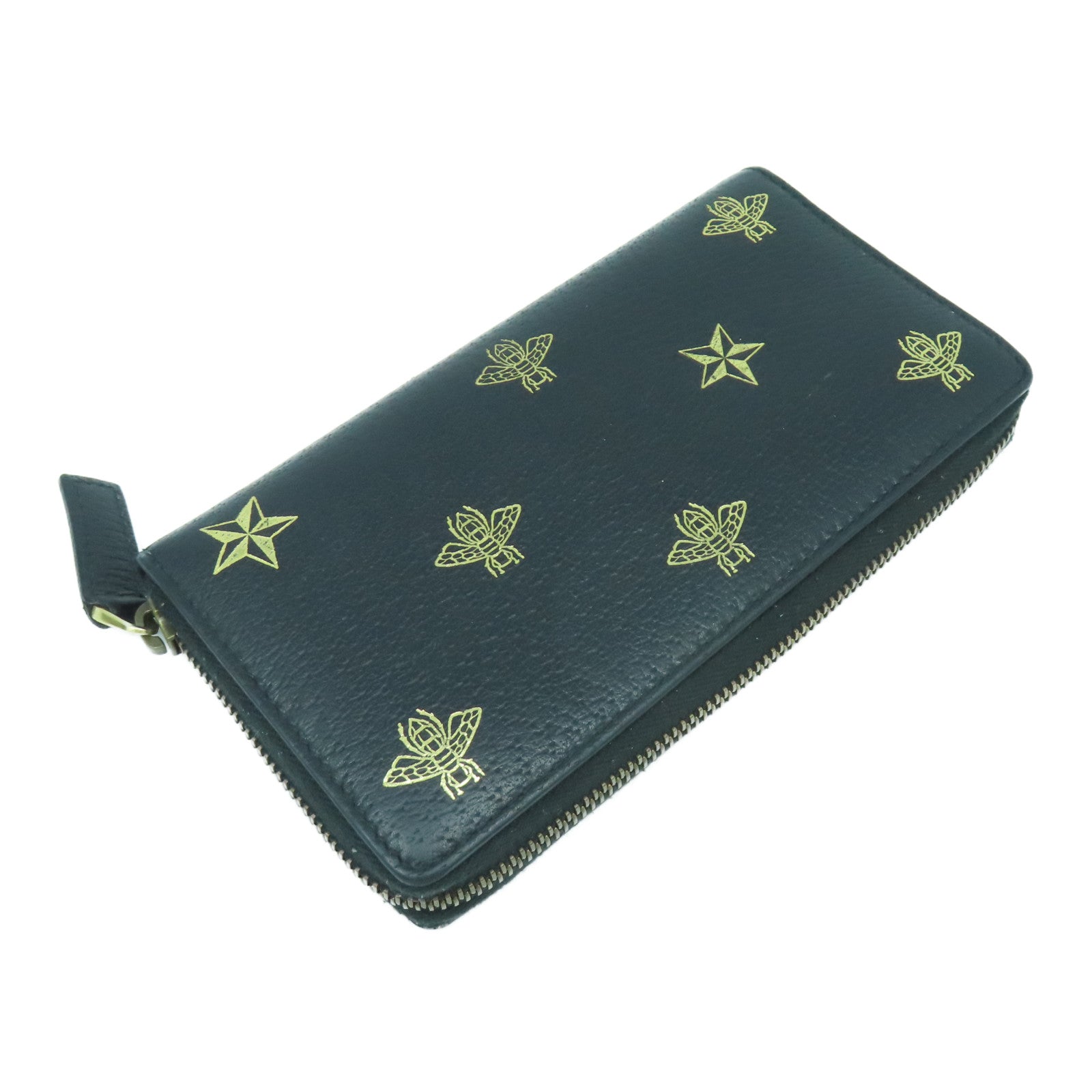 GUCCI 牛皮皮革Long Wallet金扣長錢包黑色