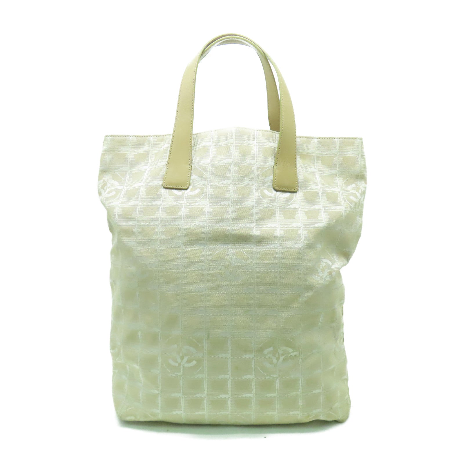 CHANEL 帆布New Travel Line 銀扣手挽袋米色