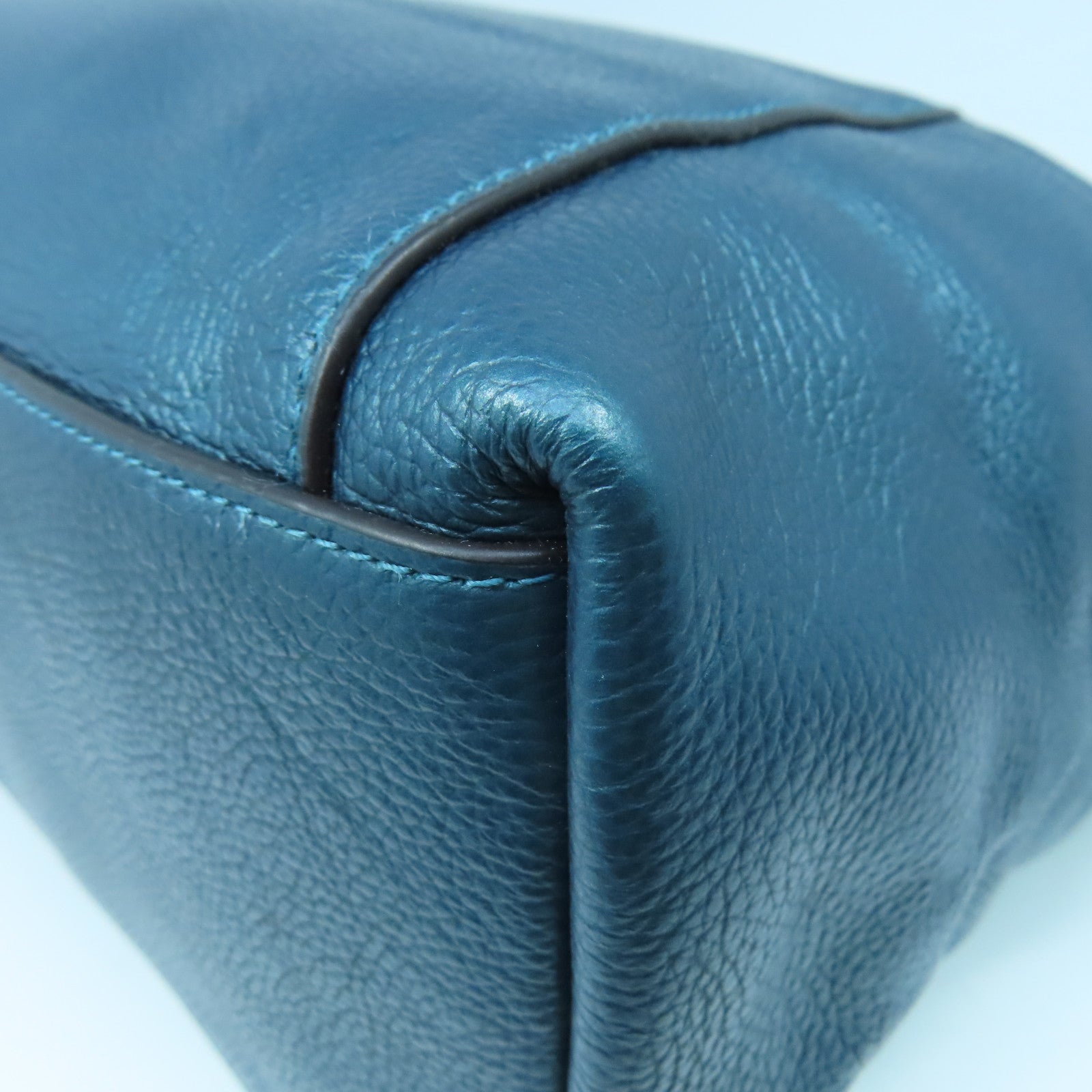 COACH 牛皮皮革Chain Shoulder Bag银扣链带肩背袋蓝色