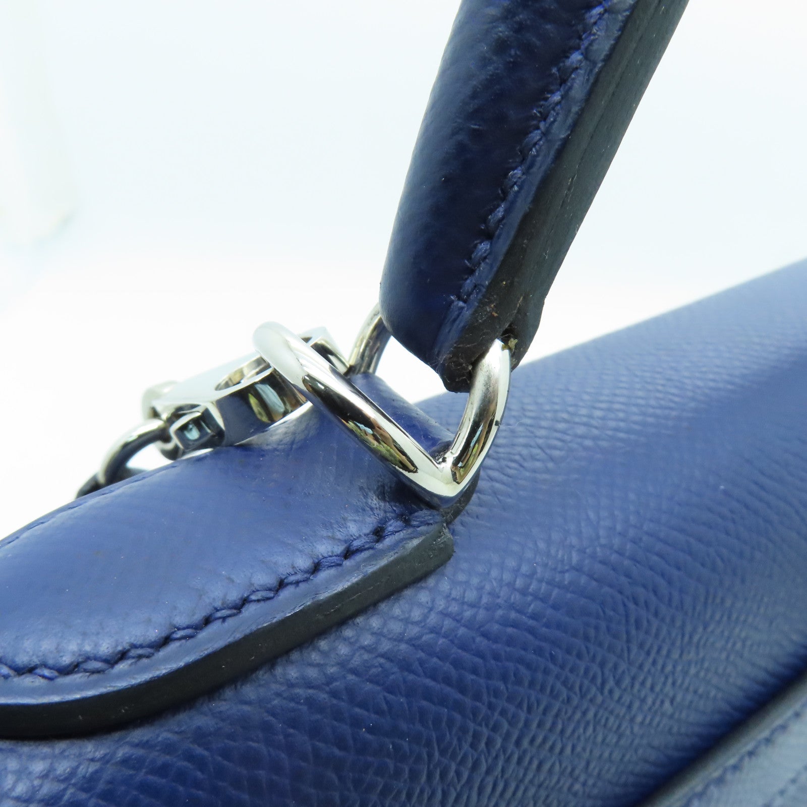 HERMES Veau Epsom皮革Kelly 35银扣手挽肩背两用袋蓝宝石