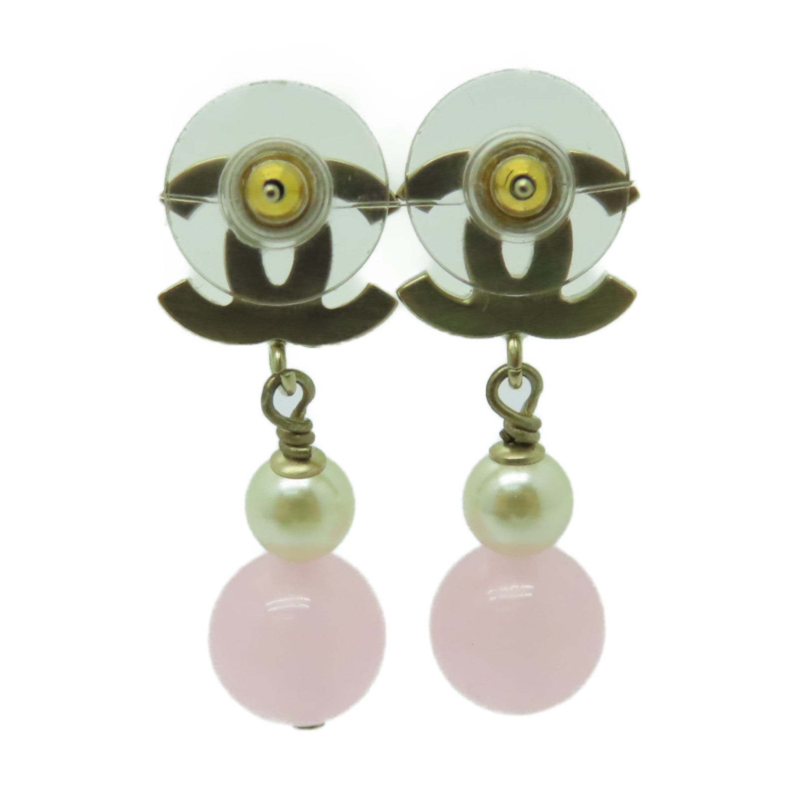 CHANEL PVC/金屬Earrings耳環白色/金色/粉紅色