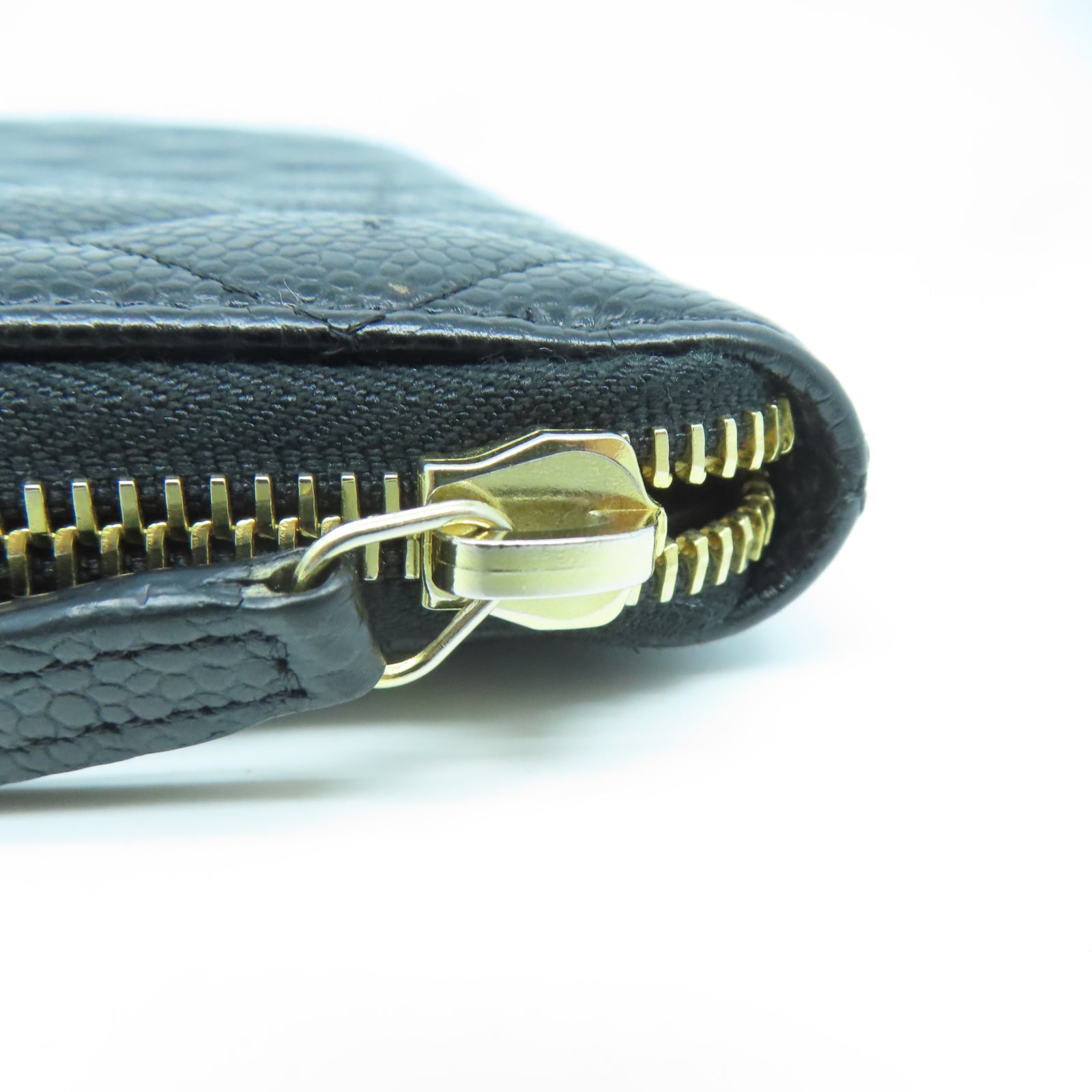 CHANEL 菱格牛皮皮革Zipper Long Wallet金扣長錢包黑色