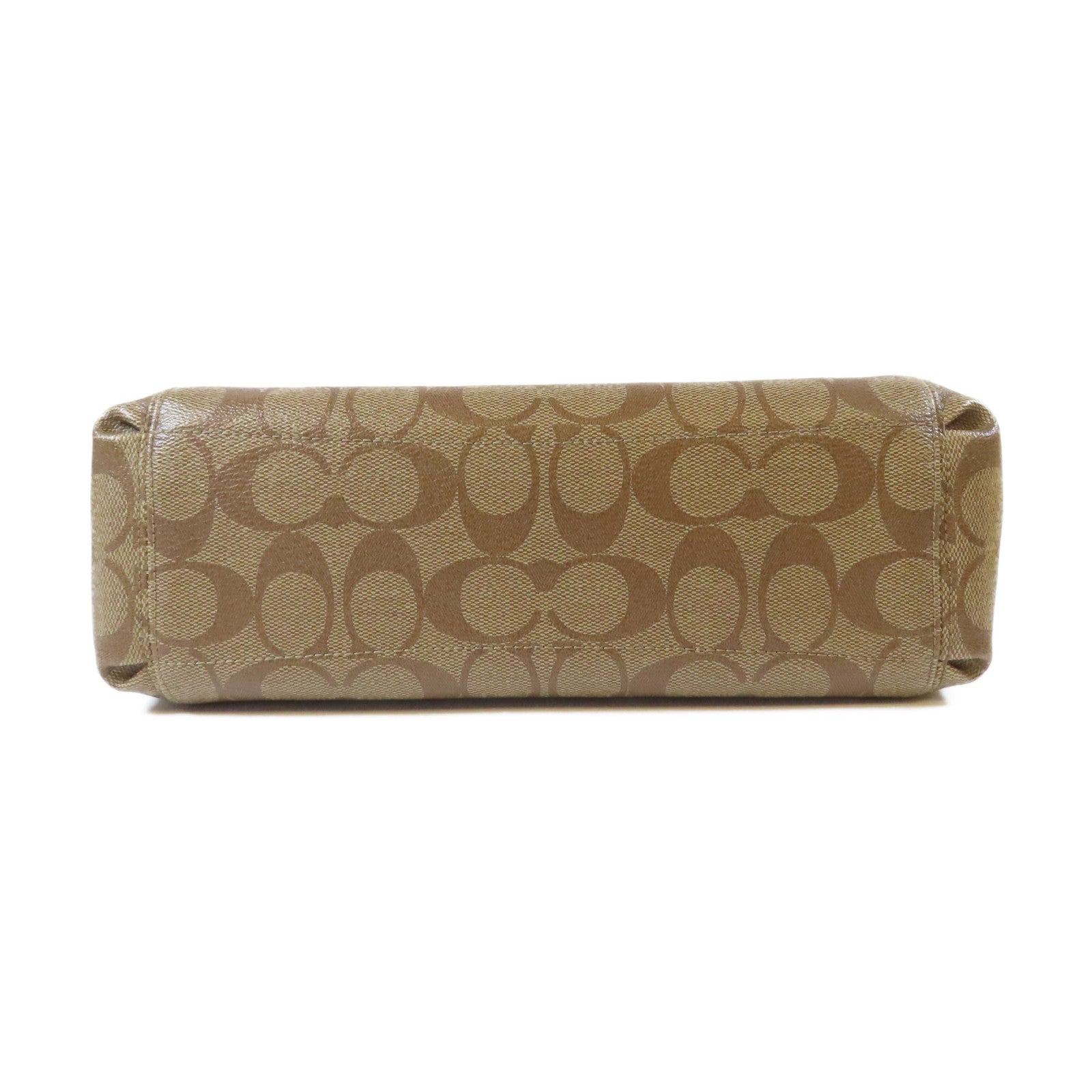 COACH 塗層帆布2 Way Shoulder銀扣手挽肩背兩用袋啡色/淺藍色