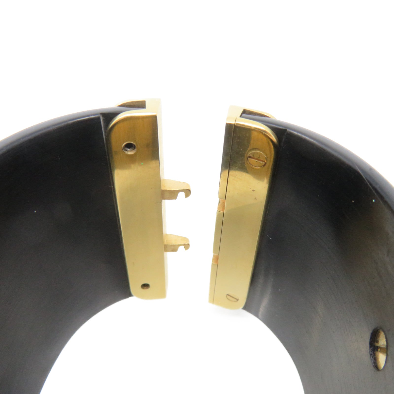 CHANEL Metal/PVC Banlge Bracelet Black/Gold