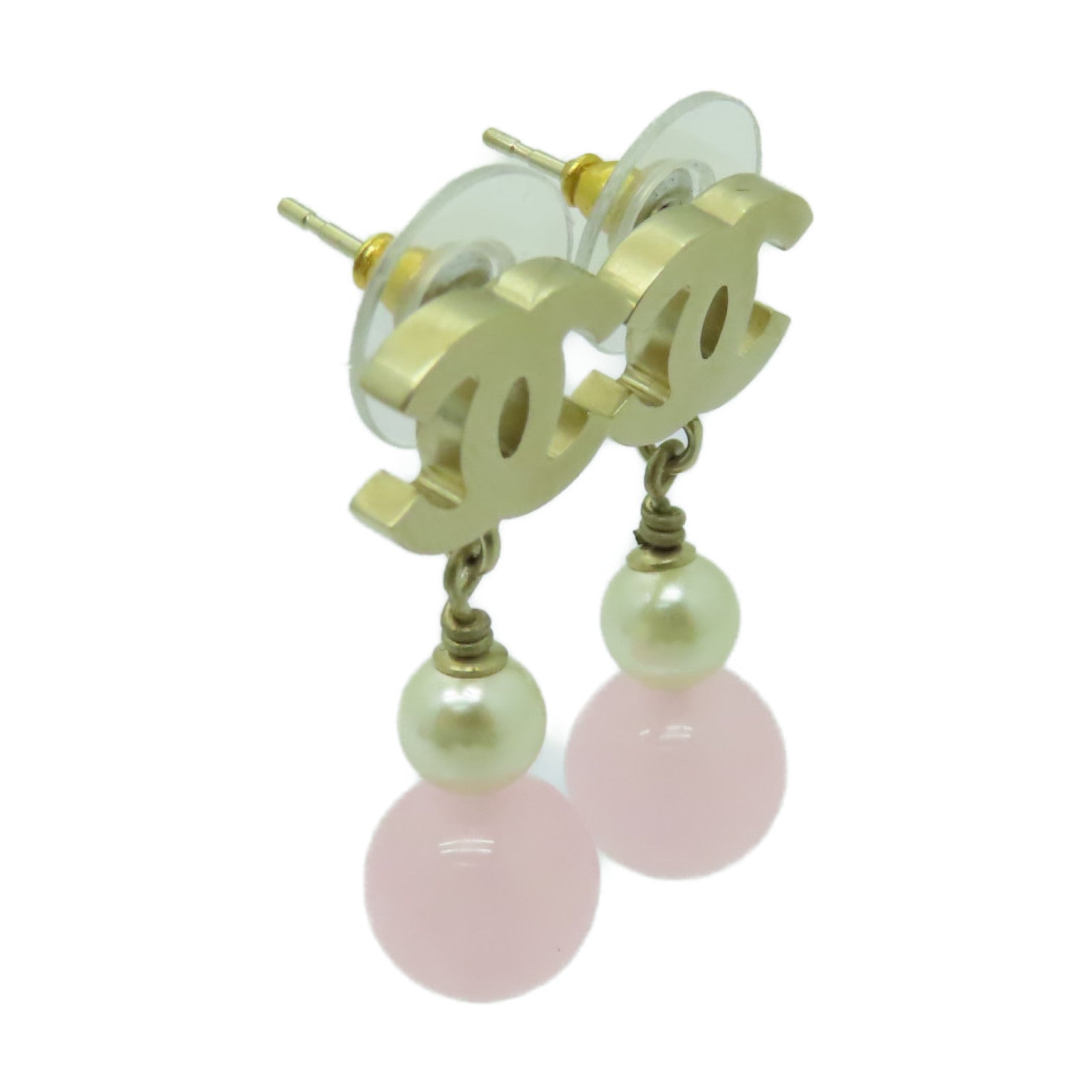 CHANEL PVC/金屬Earrings耳環白色/金色/粉紅色