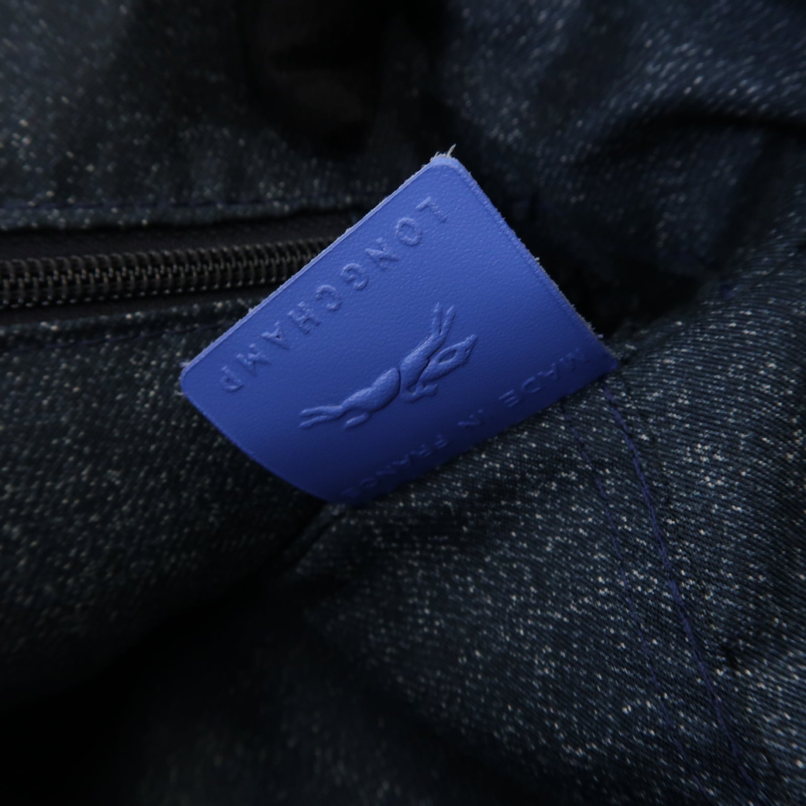 Longchamp 牛皮皮革Tote Bag銀扣手挽袋藍色