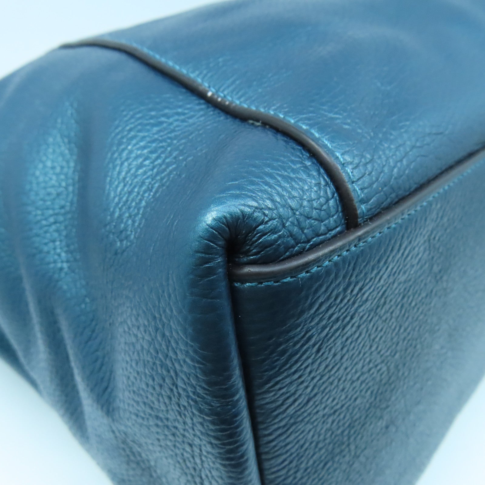 COACH 牛皮皮革Chain Shoulder Bag银扣链带肩背袋蓝色