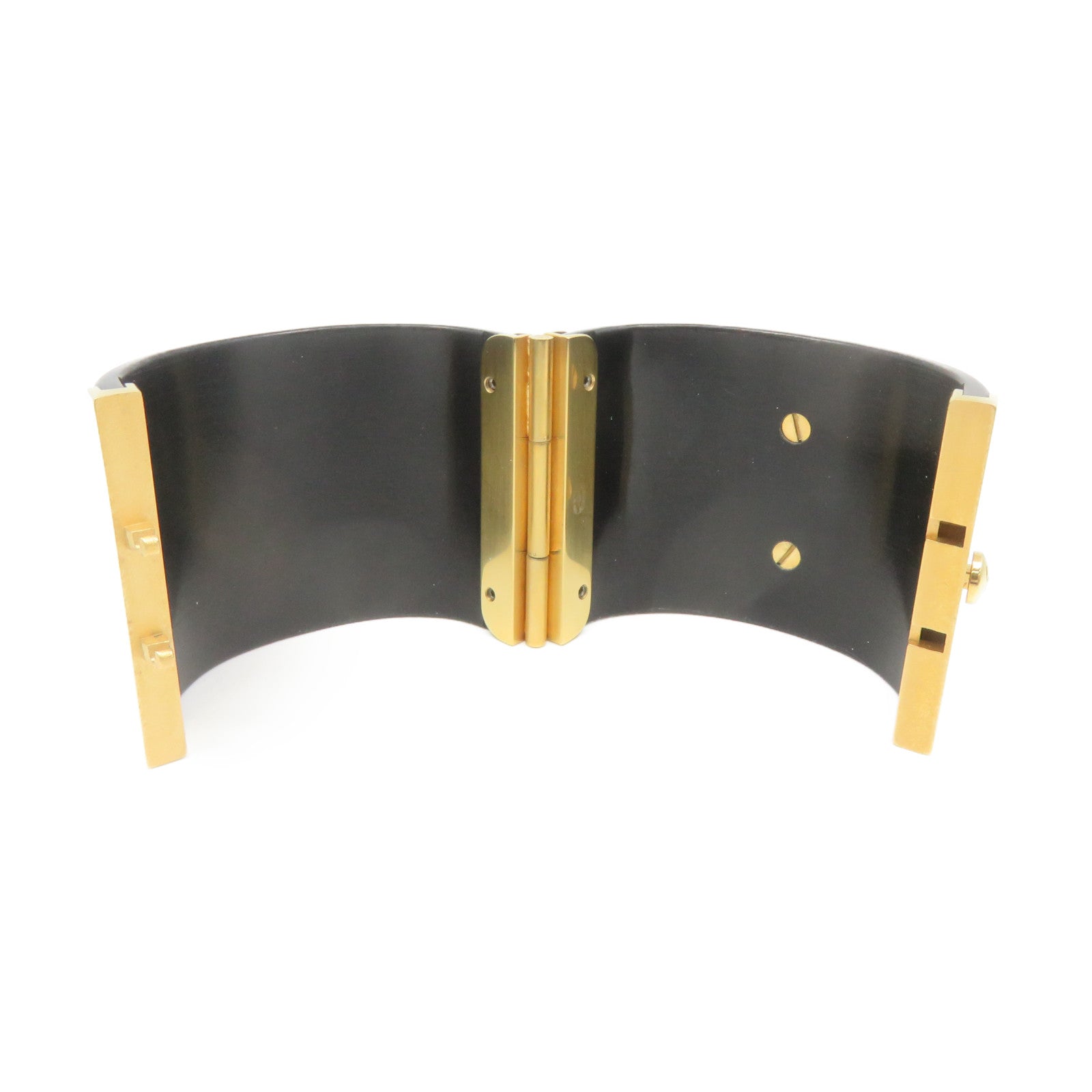 CHANEL Metal/PVC Banlge Bracelet Black/Gold