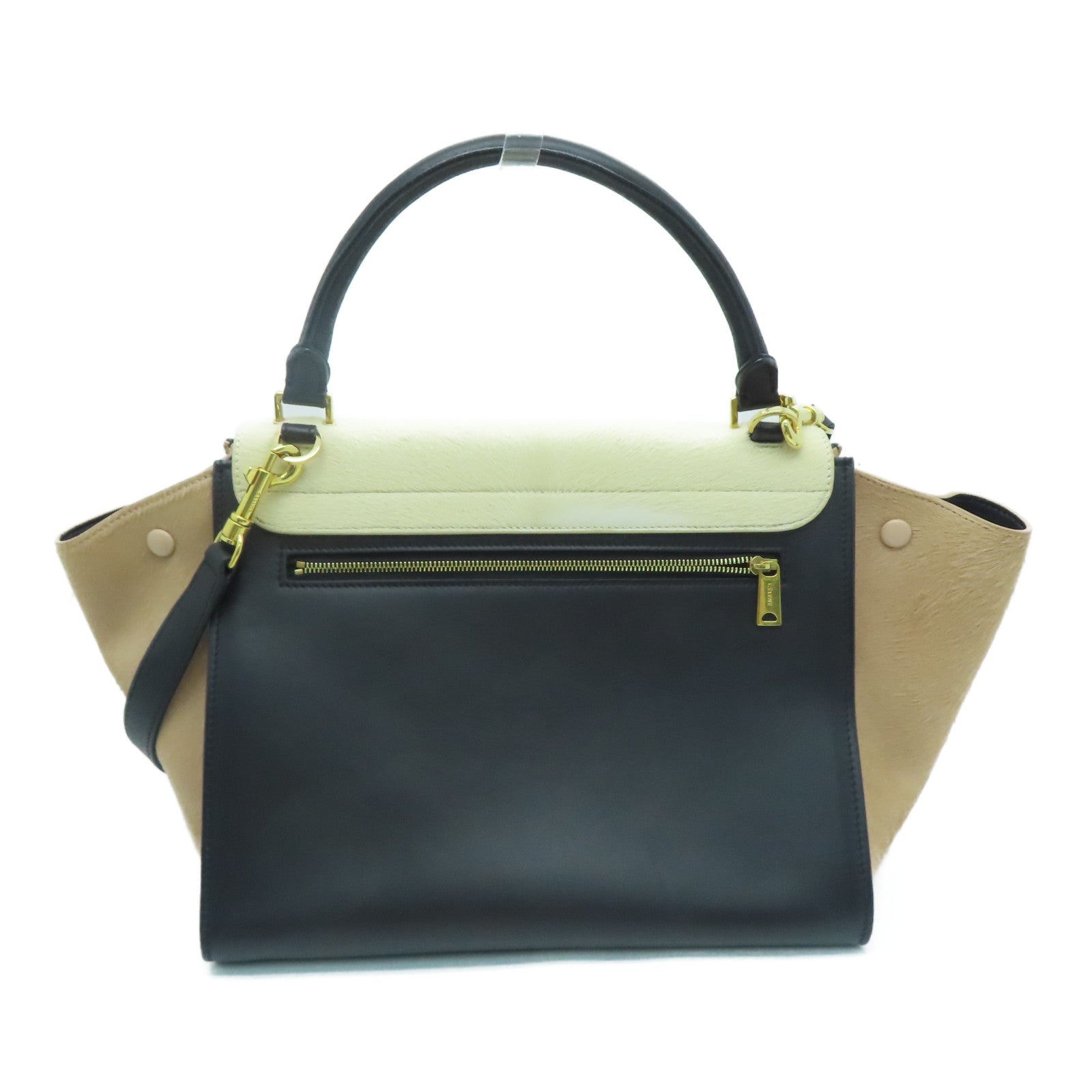 CELINE 【激减优惠】马毛Trapeze金扣手挽肩背两用袋米色黑色啡色