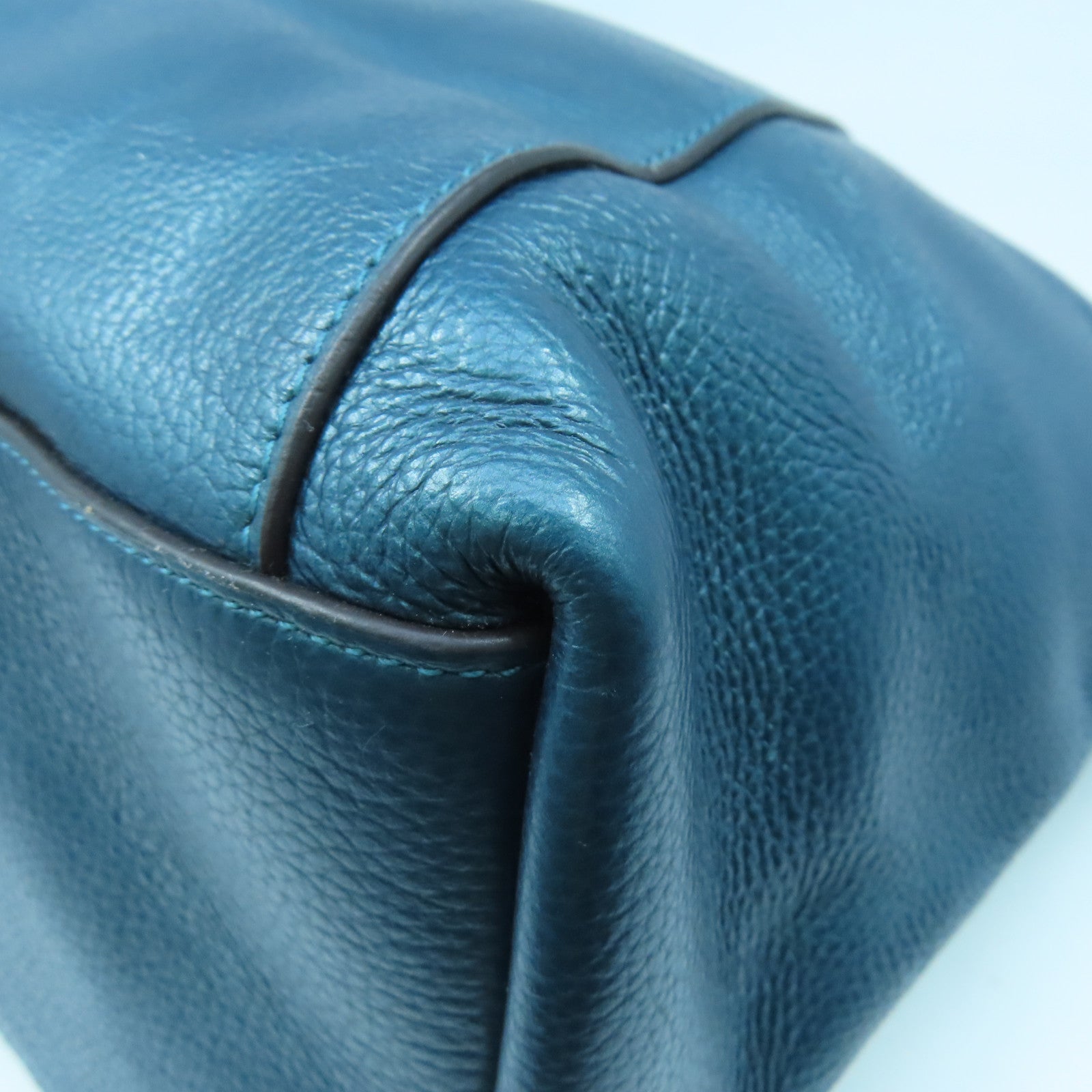 COACH 牛皮皮革Chain Shoulder Bag银扣链带肩背袋蓝色