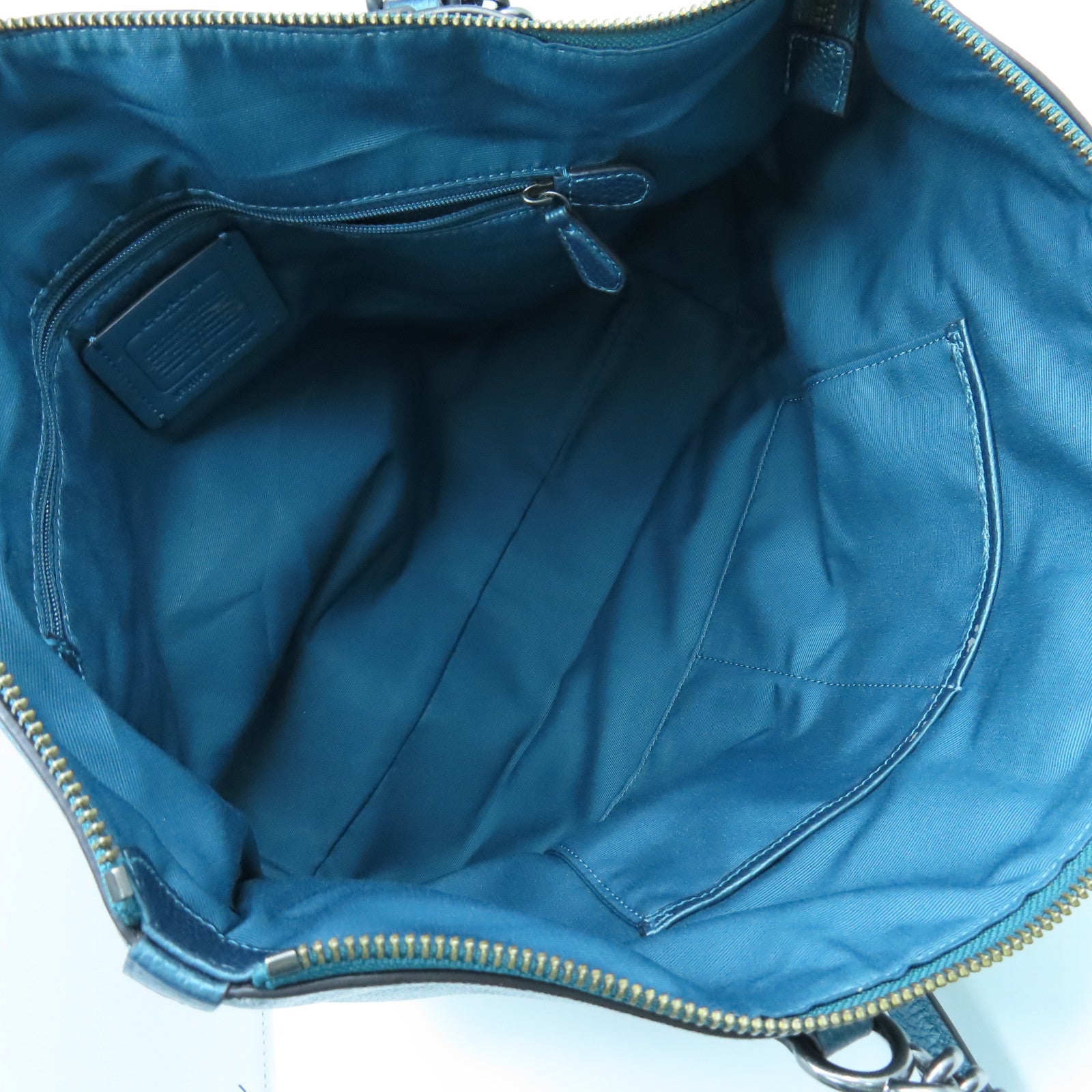 COACH 牛皮皮革Chain Shoulder Bag银扣链带肩背袋蓝色