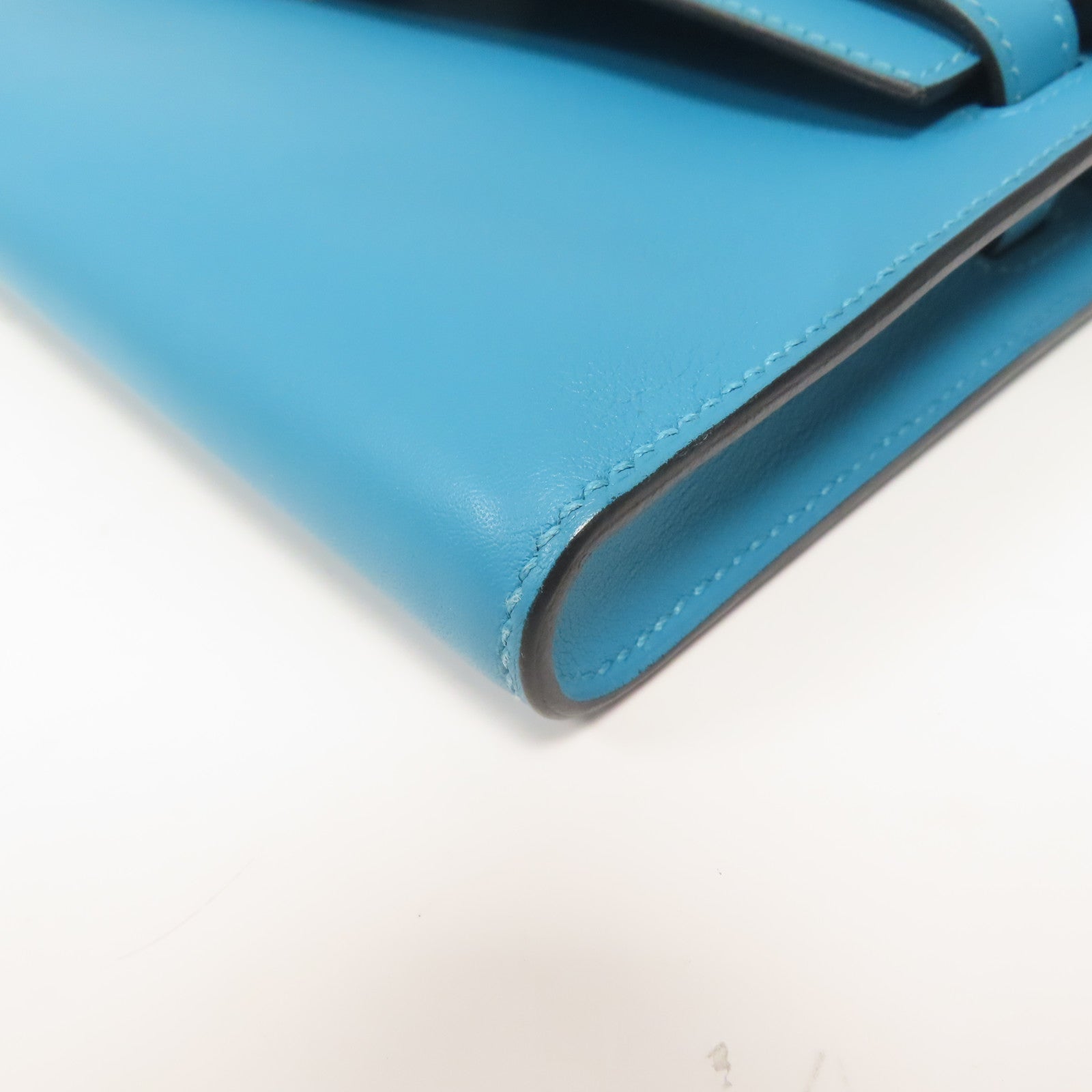 HERMES Swift皮革Kelly Cut金扣手挽袋Blue Paon藍色