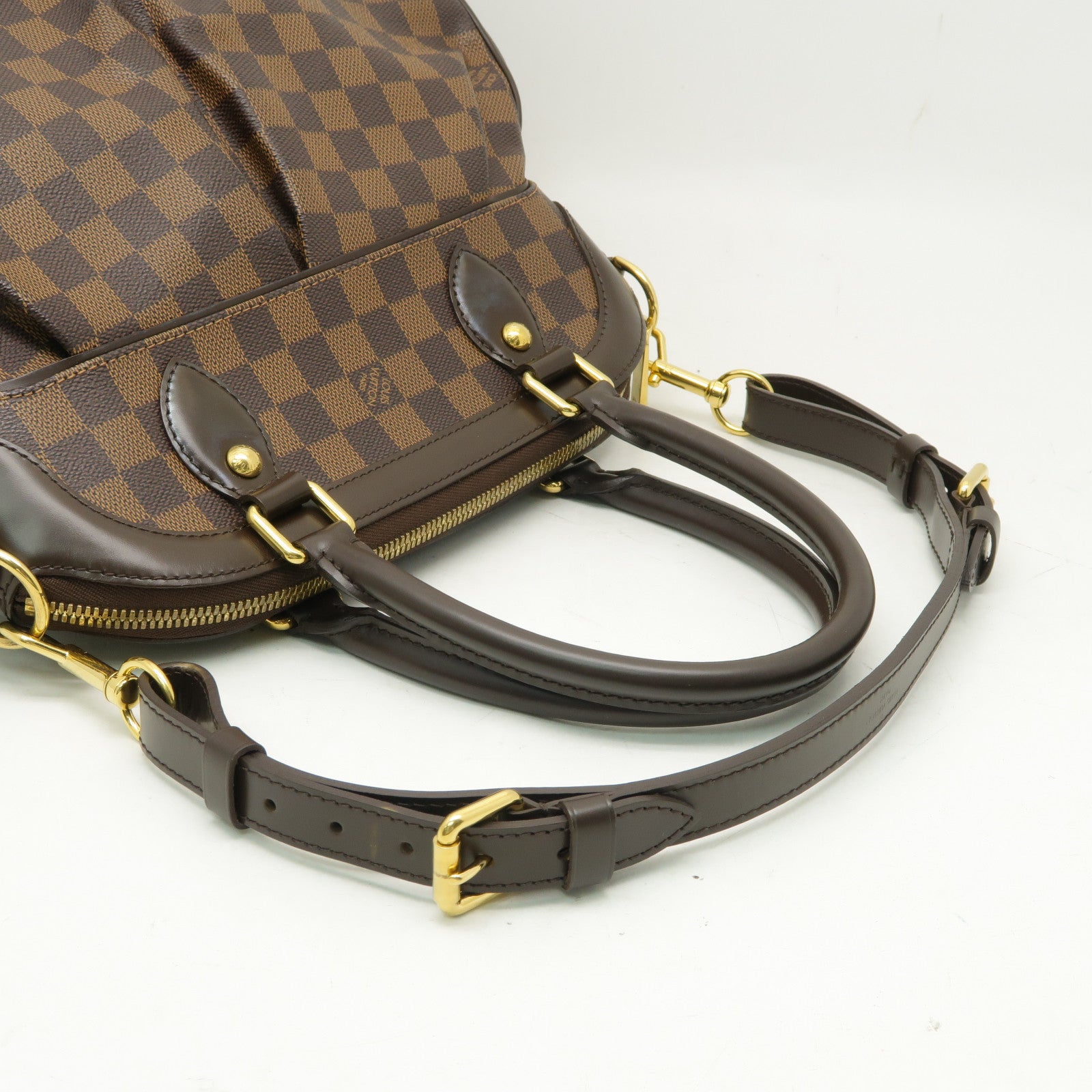 LOUIS VUITTON Damier Trevi PM金扣手挽肩背兩用袋啡色