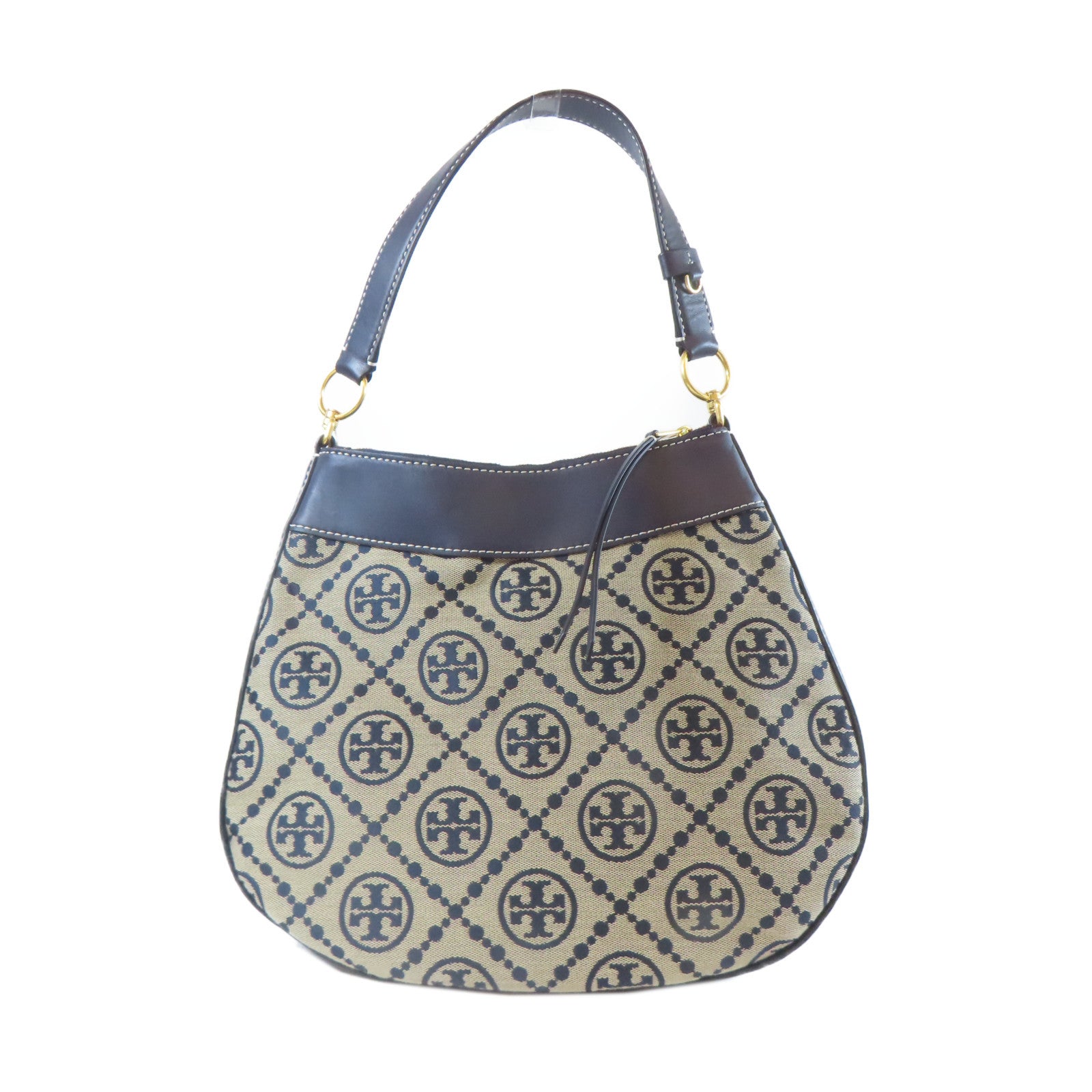 Tory Burch 帆布Shoulder Bag金扣手挽肩背兩用袋深藍色