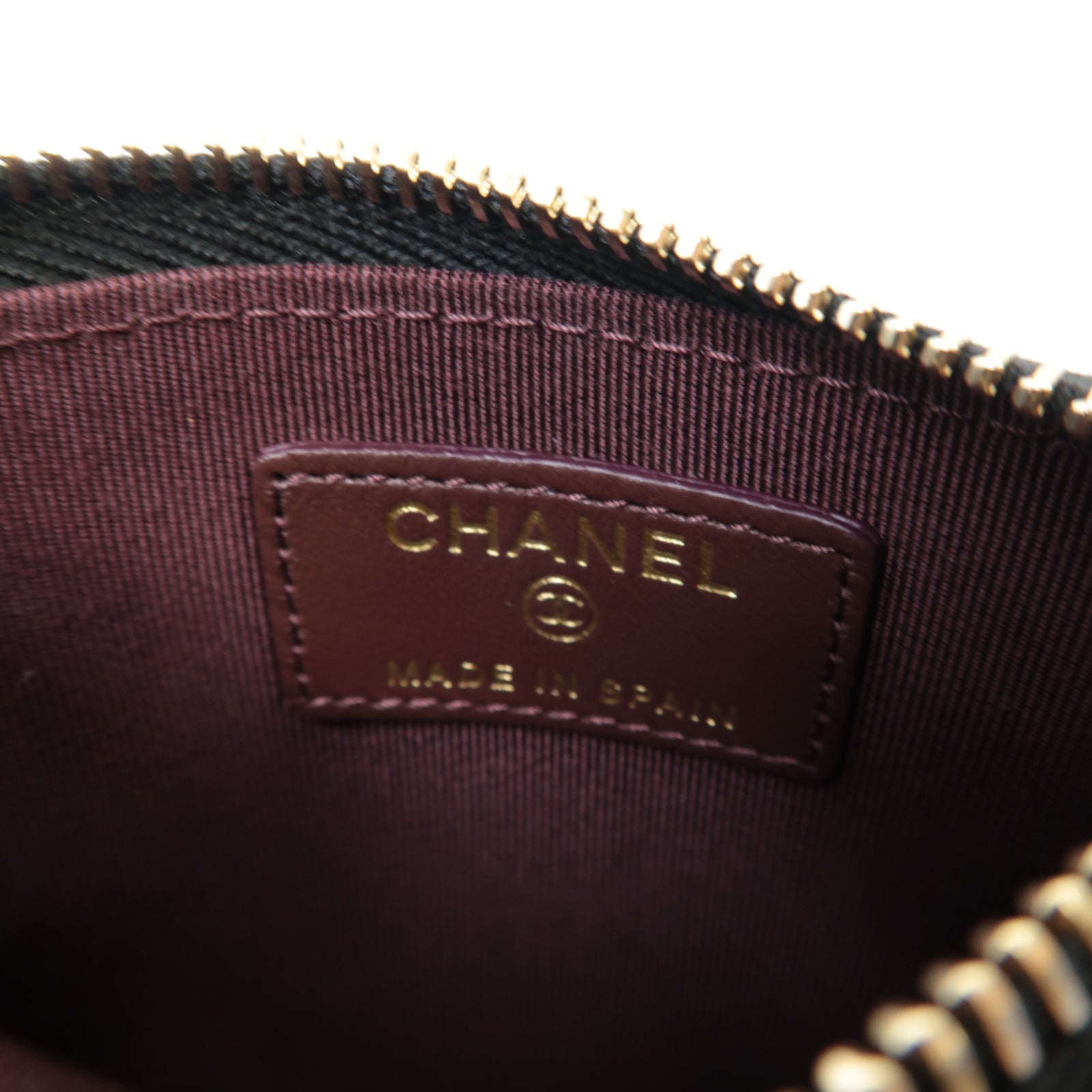 CHANEL 菱格Caviar皮革Card Case金扣卡片套黑色