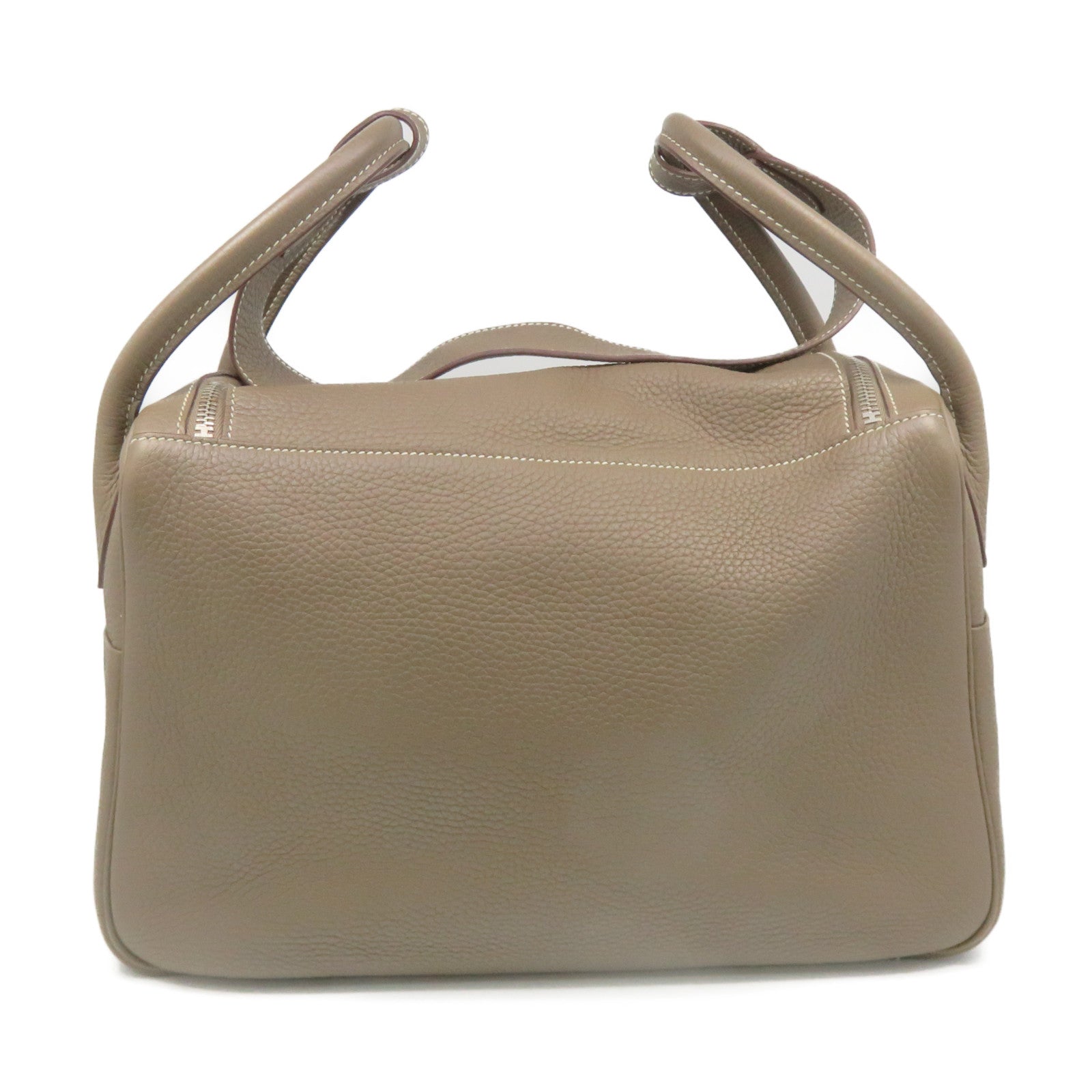 HERMES Clemence Leather Lindy 34 Shoulder Bag Silver Buckle Shoulder Bag Etoupe Brown