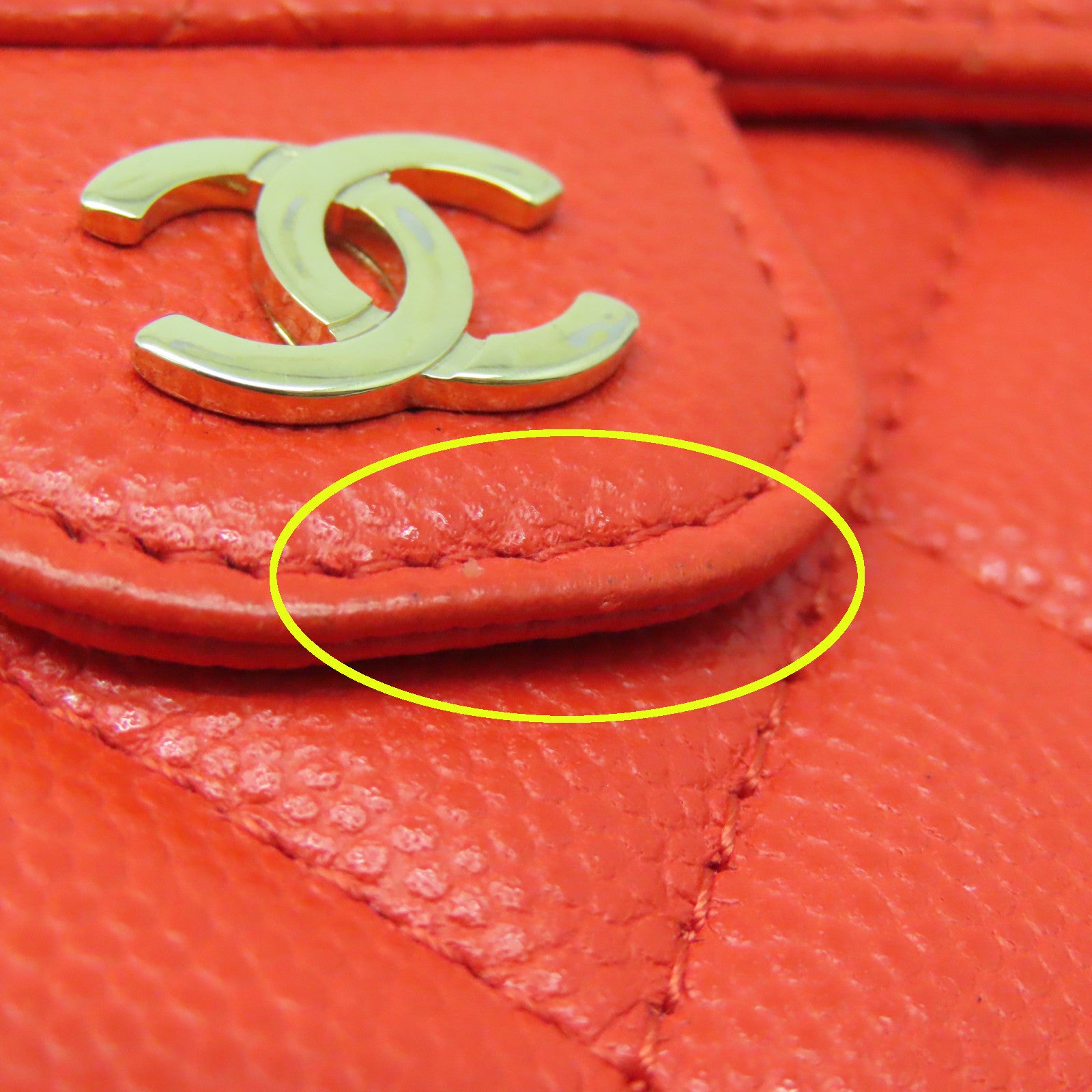 CHANEL 菱格牛皮皮革Wallet金扣钱包红色