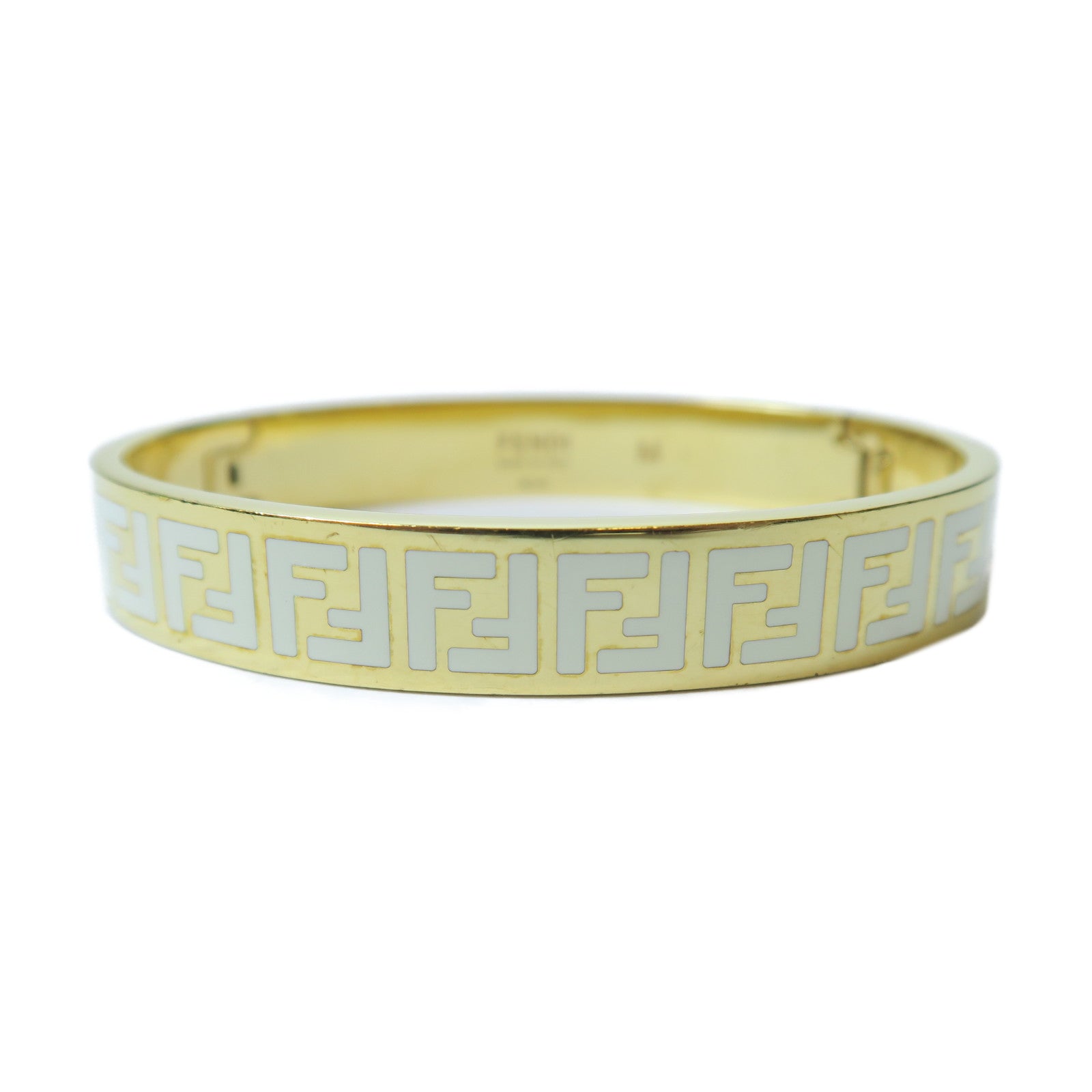 FENDI 金屬Bangle手鐲金色/白色Fendi#M/#16cm