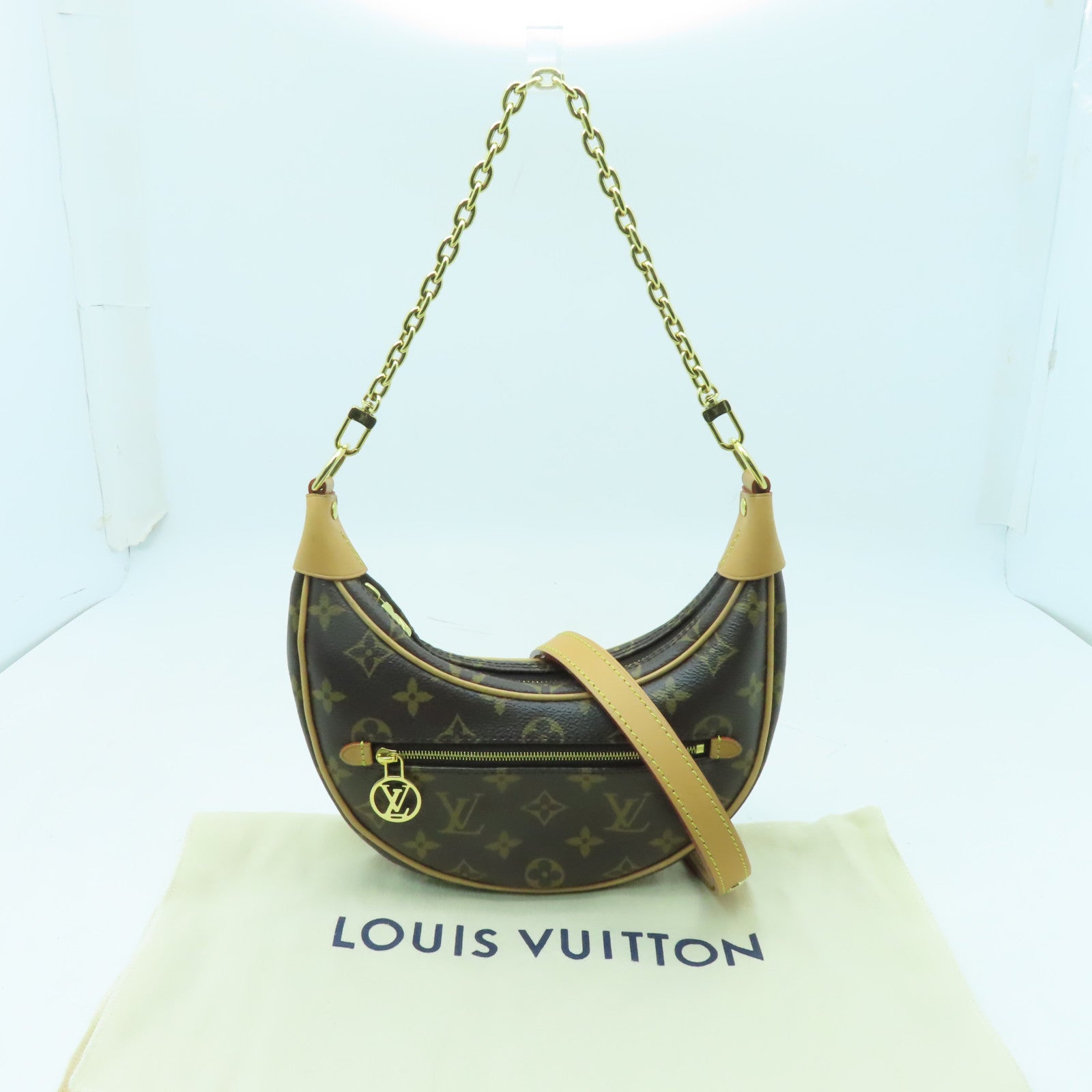 LOUIS VUITTON Monogram Loop金扣手挽肩背兩用袋棕色