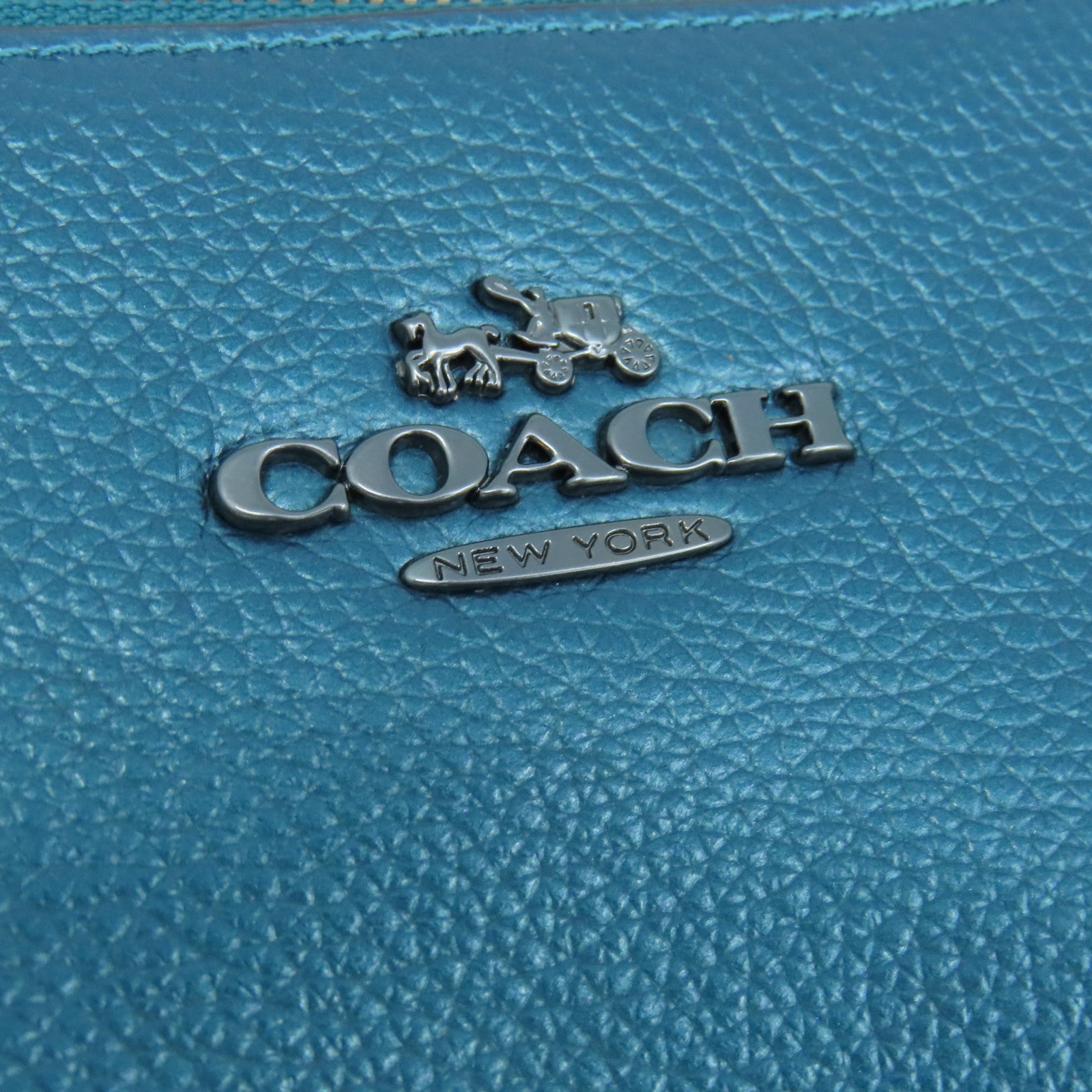 COACH 牛皮皮革Chain Shoulder Bag银扣链带肩背袋蓝色