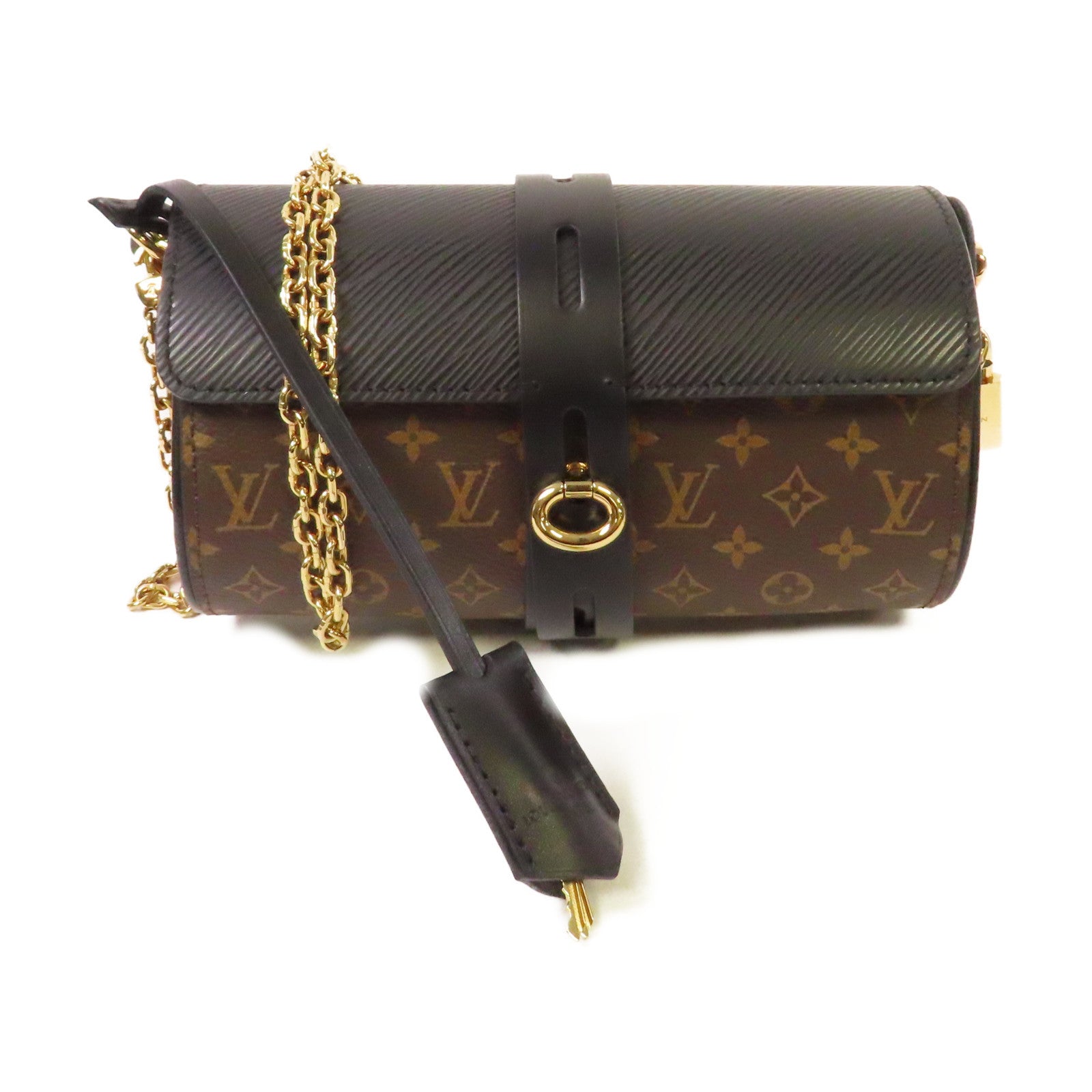 LOUIS VUITTON Monogram/Epi Glasses Case Shoulder Bag金扣鏈帶肩背袋啡色/啡色