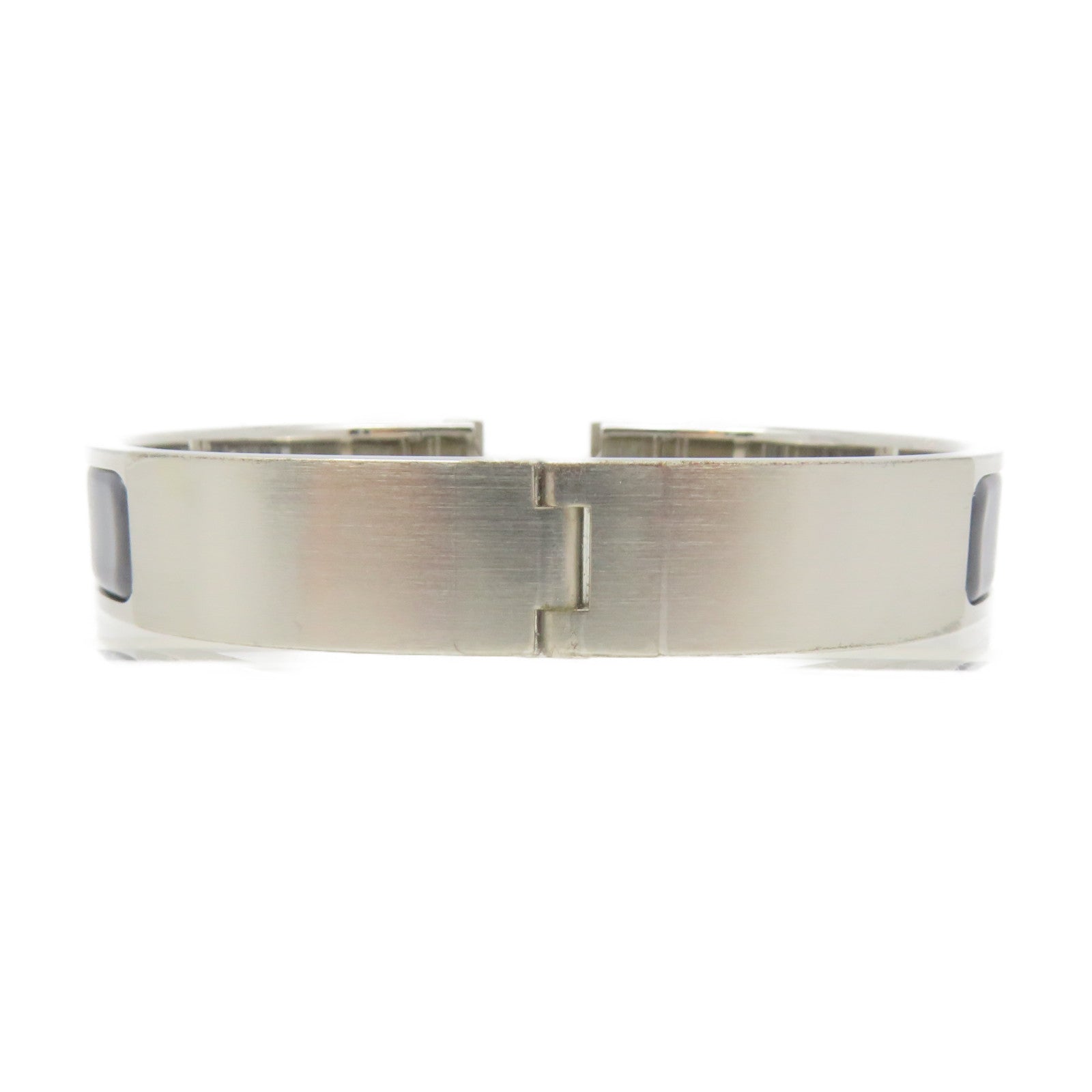HERMES Metal/Ceramic Clic-H Bracelet Silver Buckle Bracelet Gray/Silver
