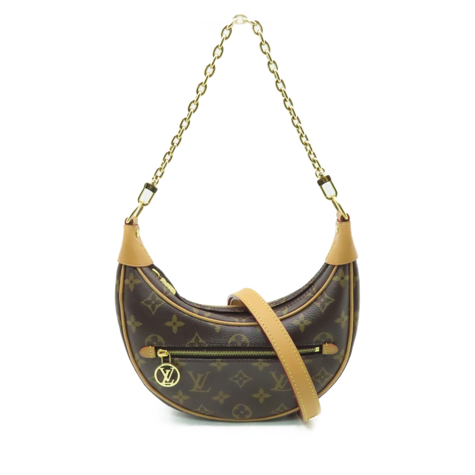 LOUIS VUITTON Monogram Loop金扣手挽肩背兩用袋棕色