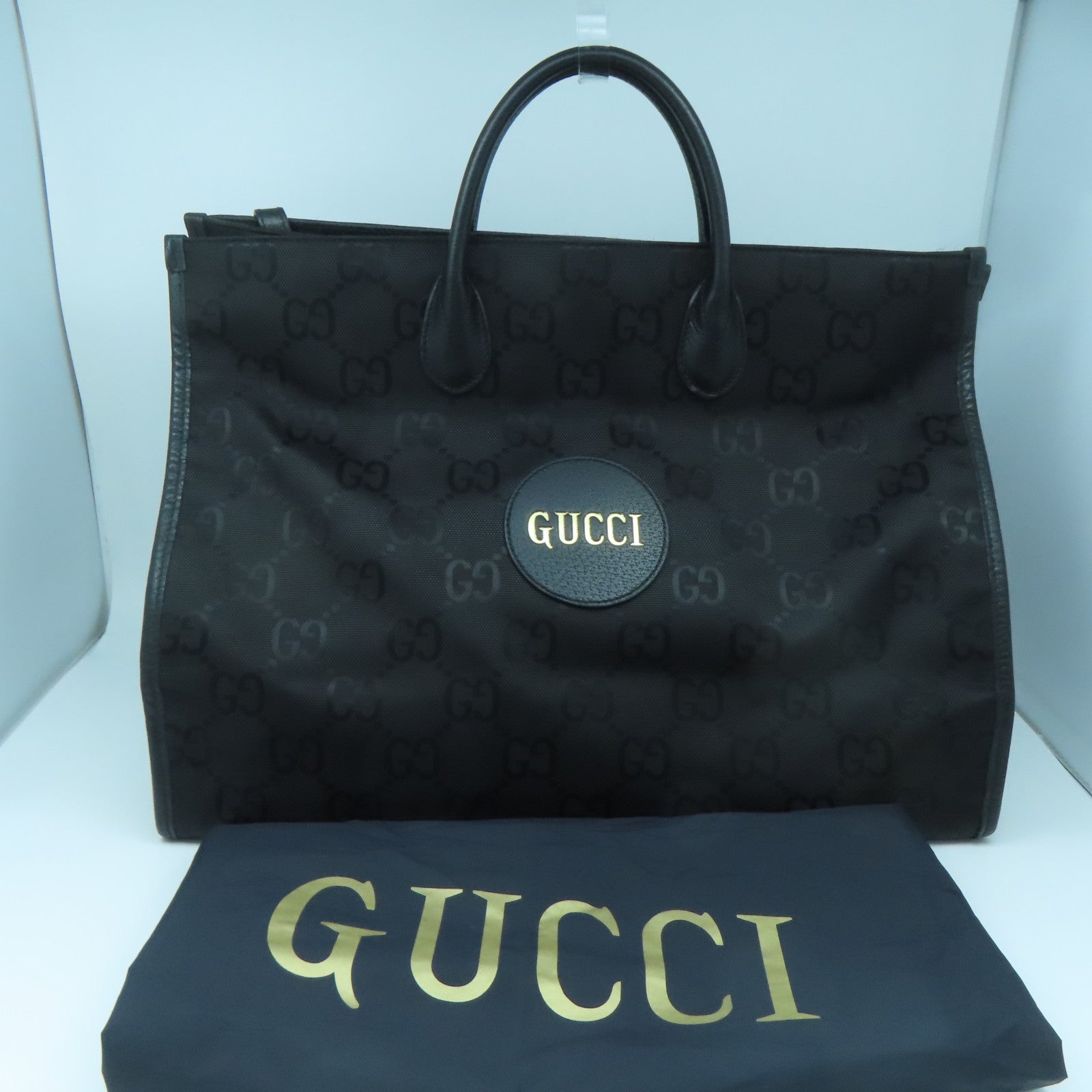 GUCCI Nylon Off the Grid Silver Buckle Handle Shoulder Bag Black