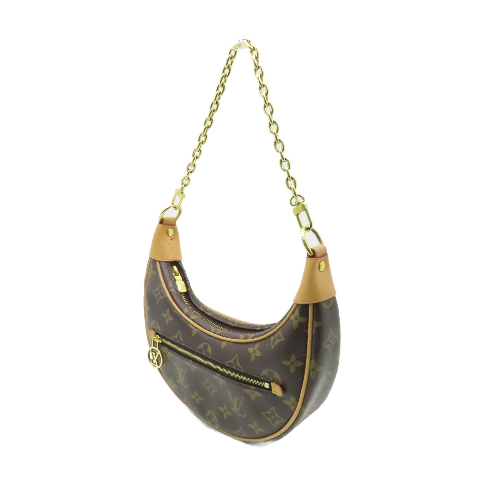 LOUIS VUITTON Monogram Loop金扣手挽肩背兩用袋棕色
