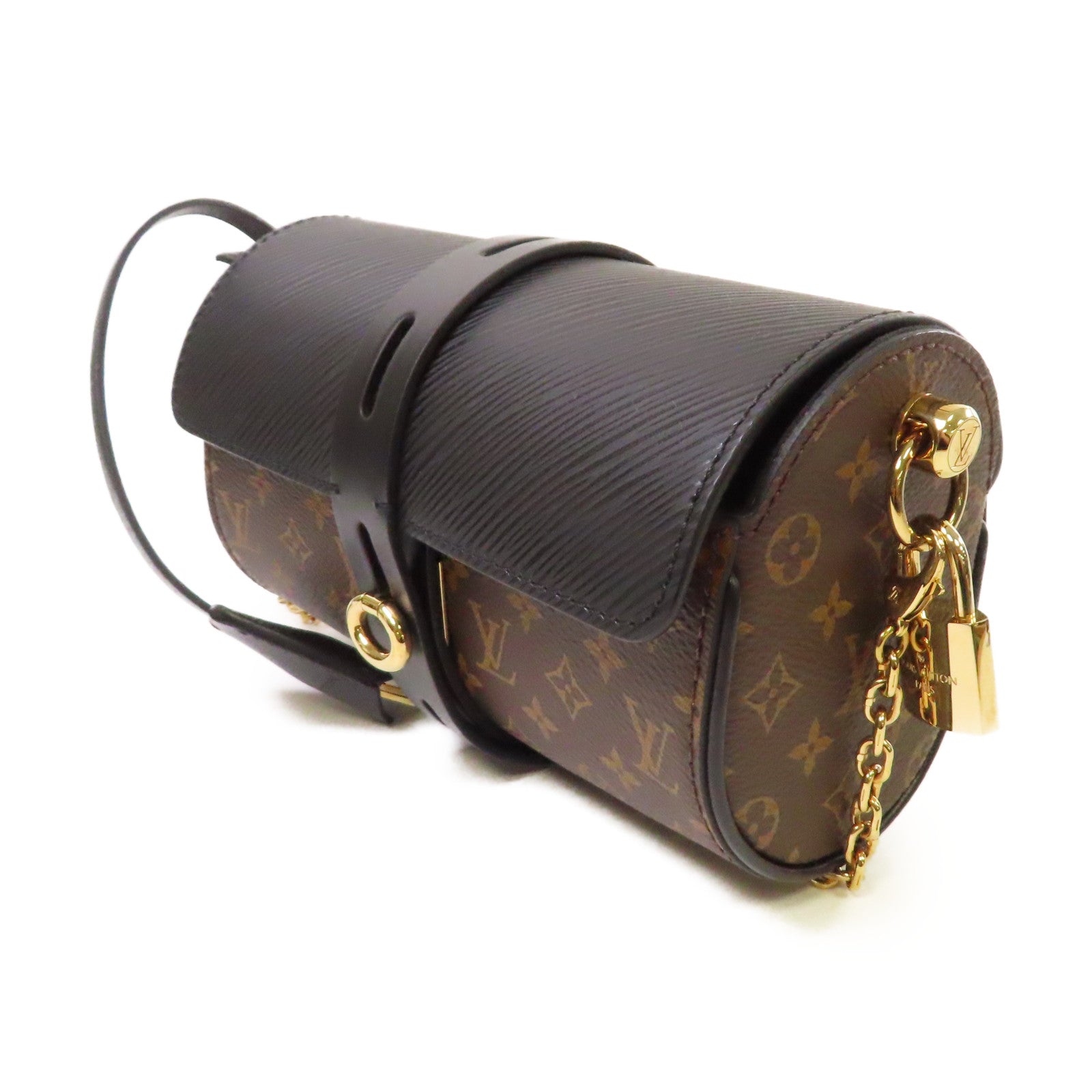 LOUIS VUITTON Monogram/Epi Glasses Case Shoulder Bag金扣鏈帶肩背袋啡色/啡色